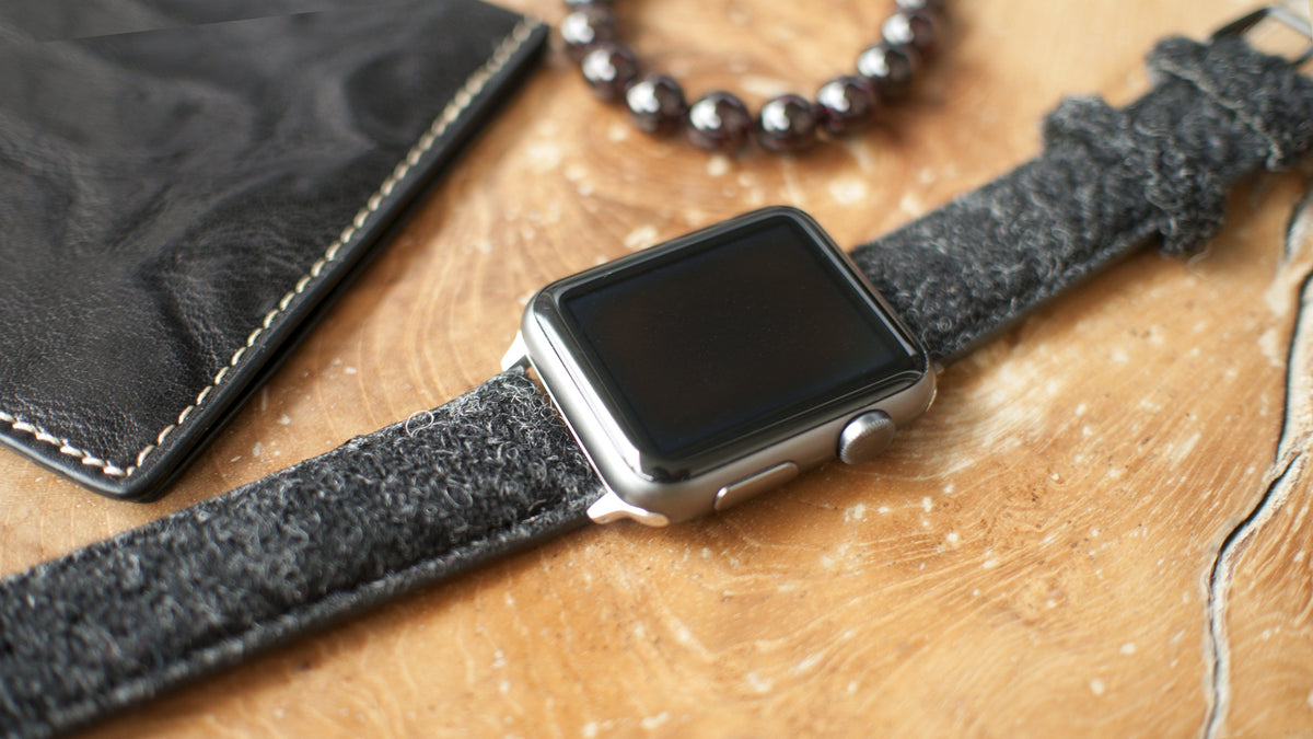 Apple Watch on Harris Tweed strap