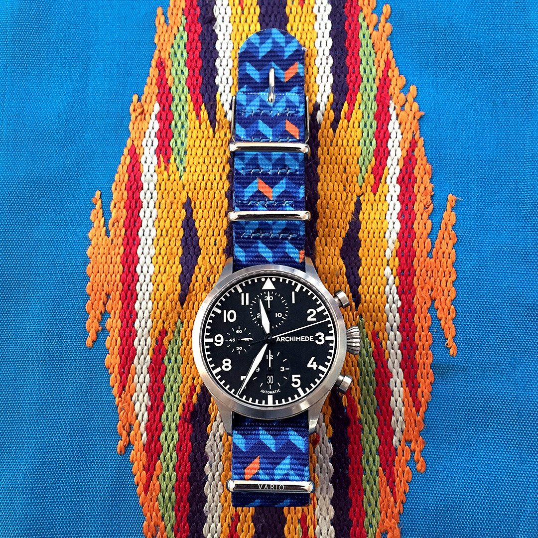 Archimede Pilot on Ocean Chevron 20mm strap