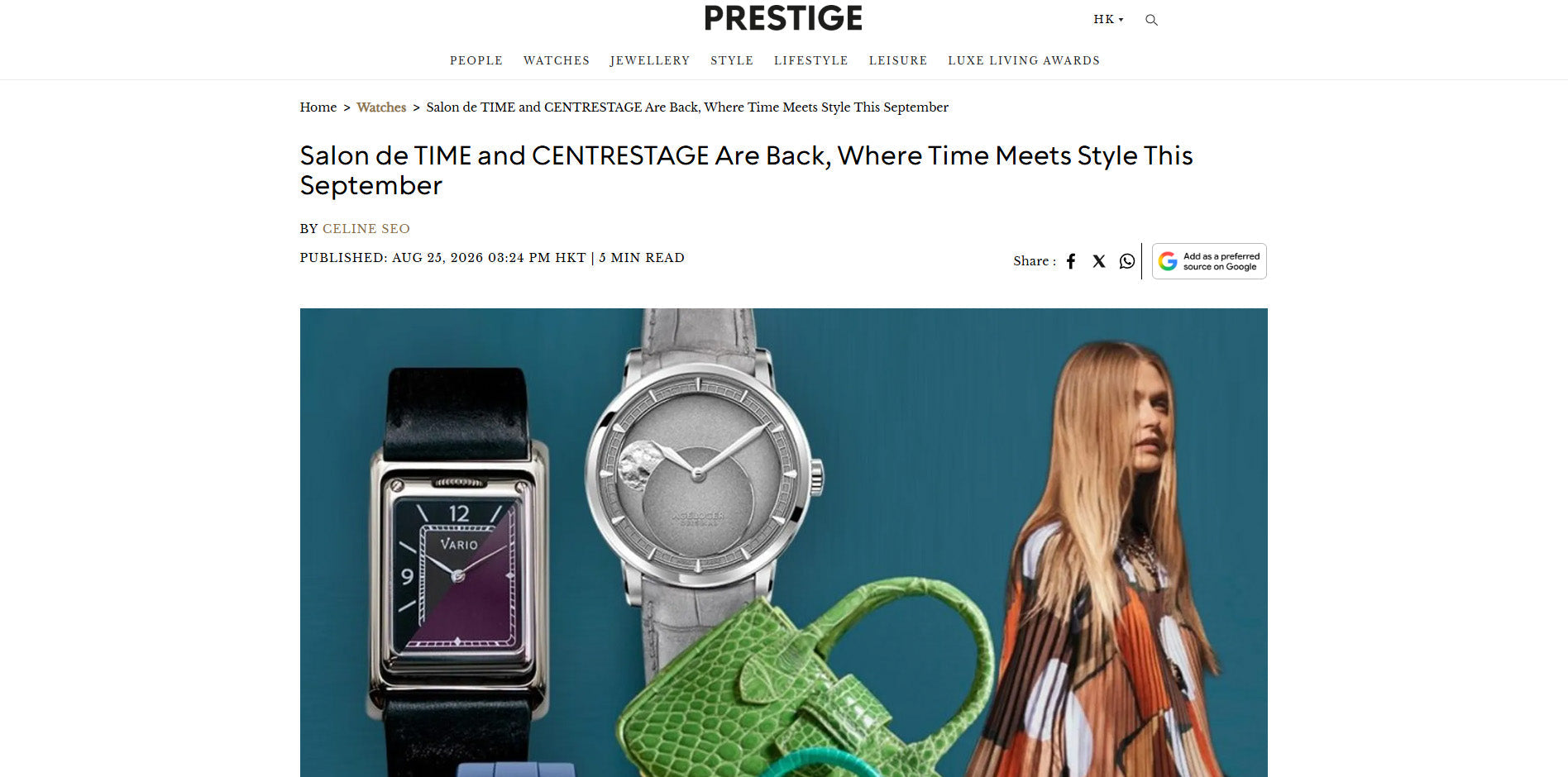 Vario VERSA mentioned on Prestige