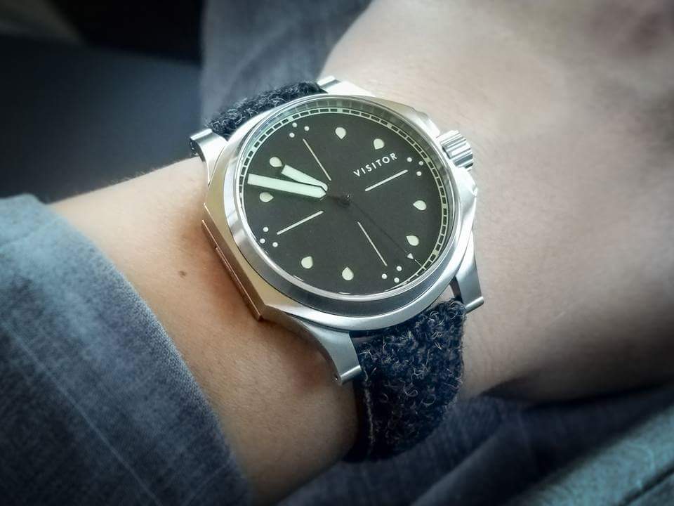 Visitor Watch with Vario Harris Tweed strap.
