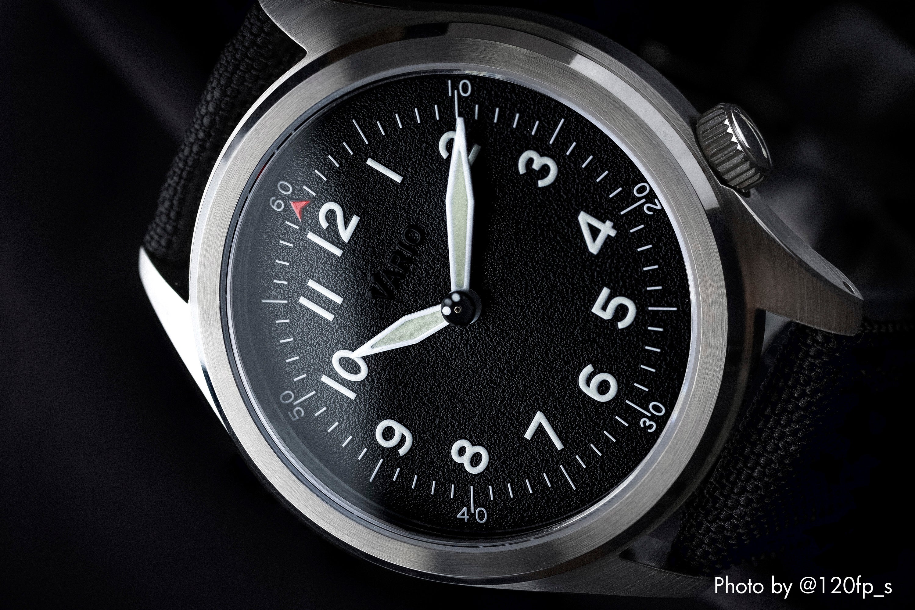 Vario 1945 A-11S Solar Quartz Raven Black Field Watch