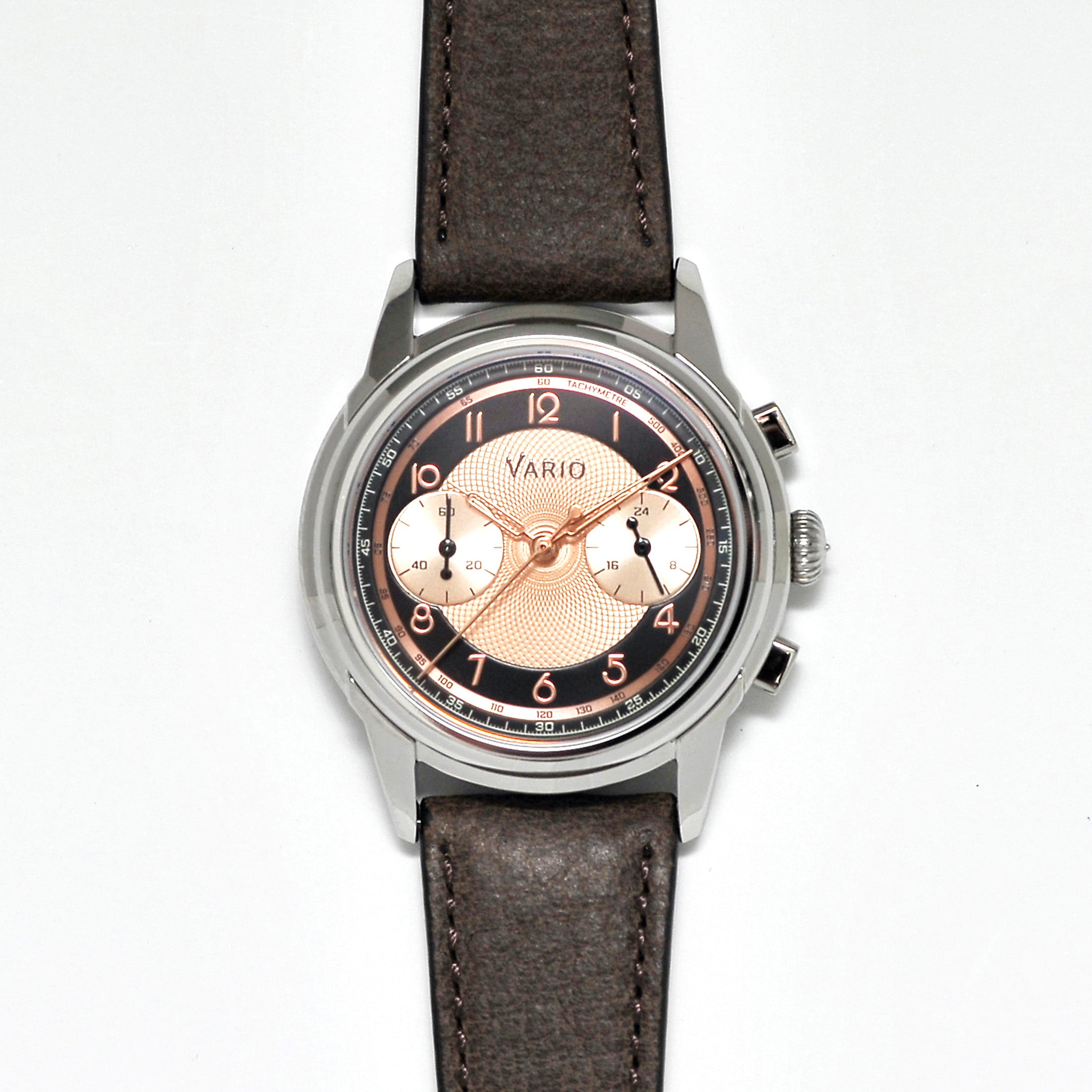 Vario Empire Salmon Tuxedo Tachymètre Chronograph Watch