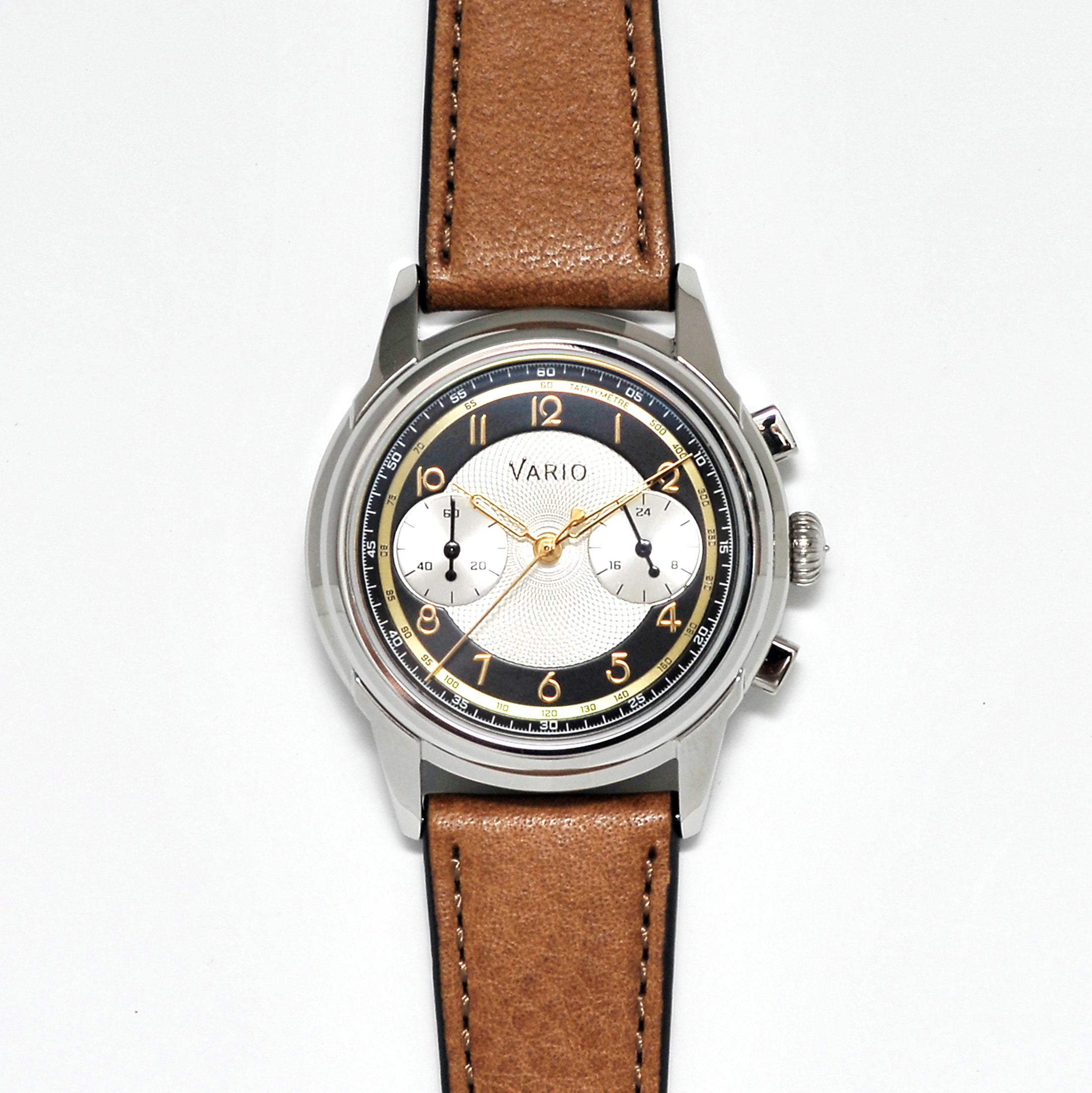 Vario Empire White Tuxedo Gold Tachymètre Chronograph Watch