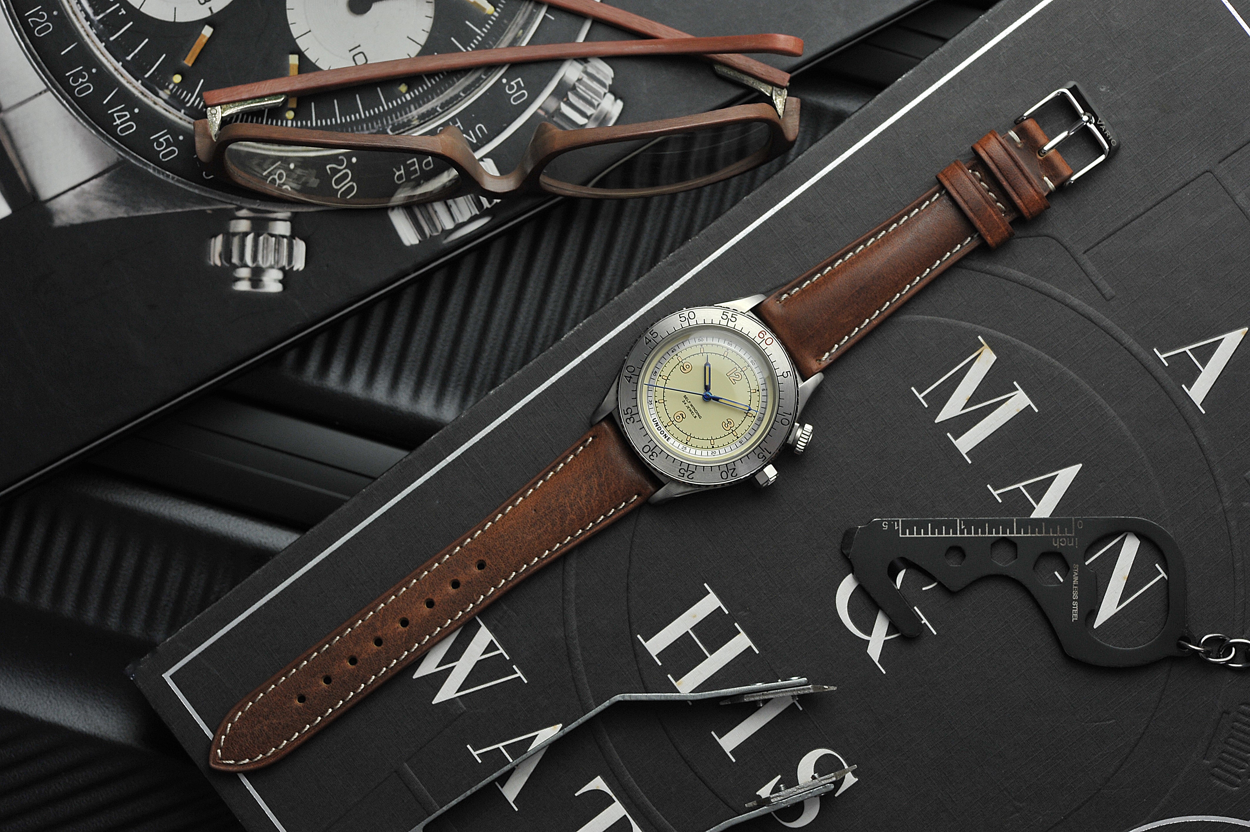 Vario Vintage Veg Tan Embossed Italian Leather medium brown