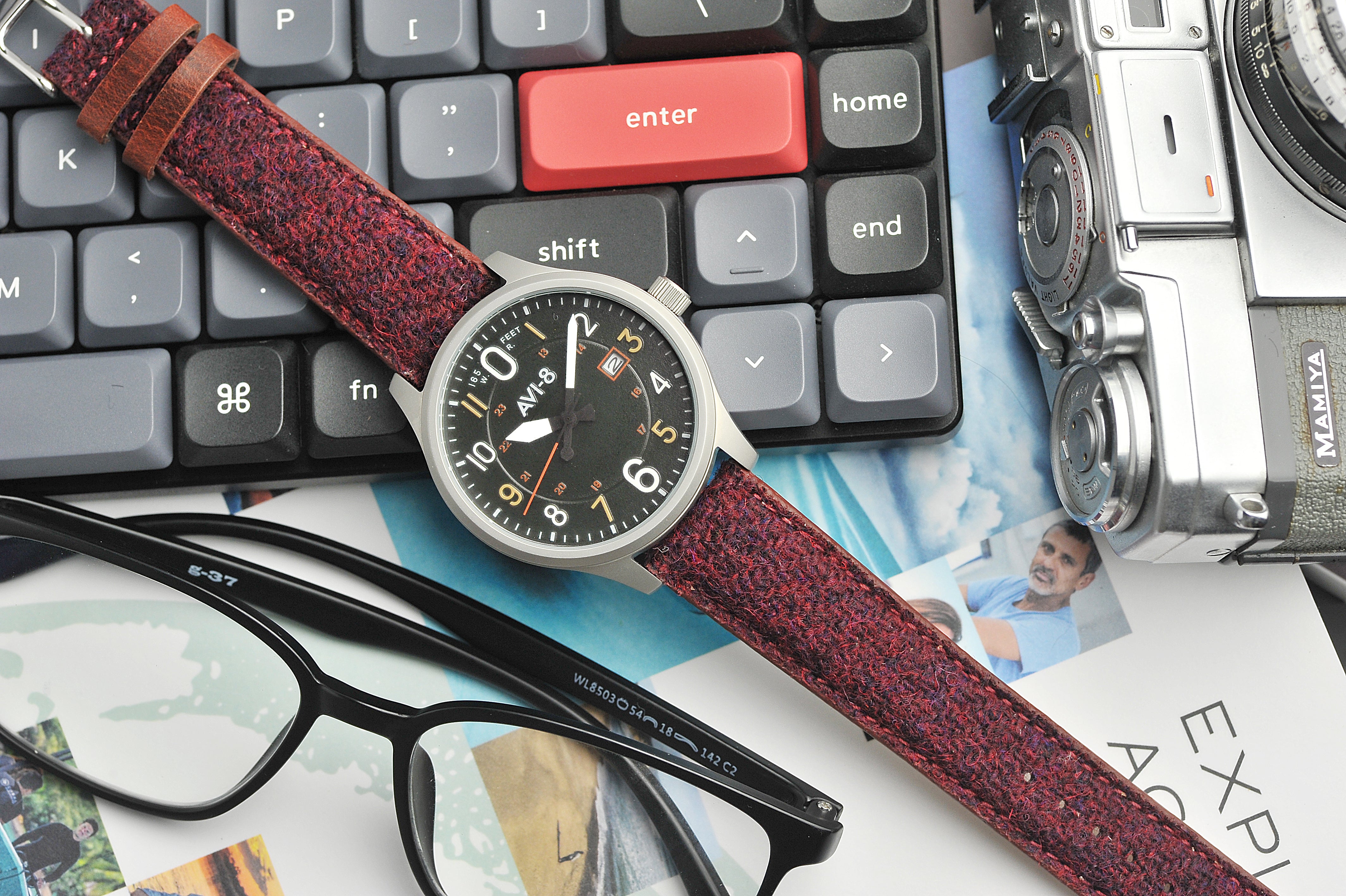 Harris Tweed Merlot Red Watch Strap