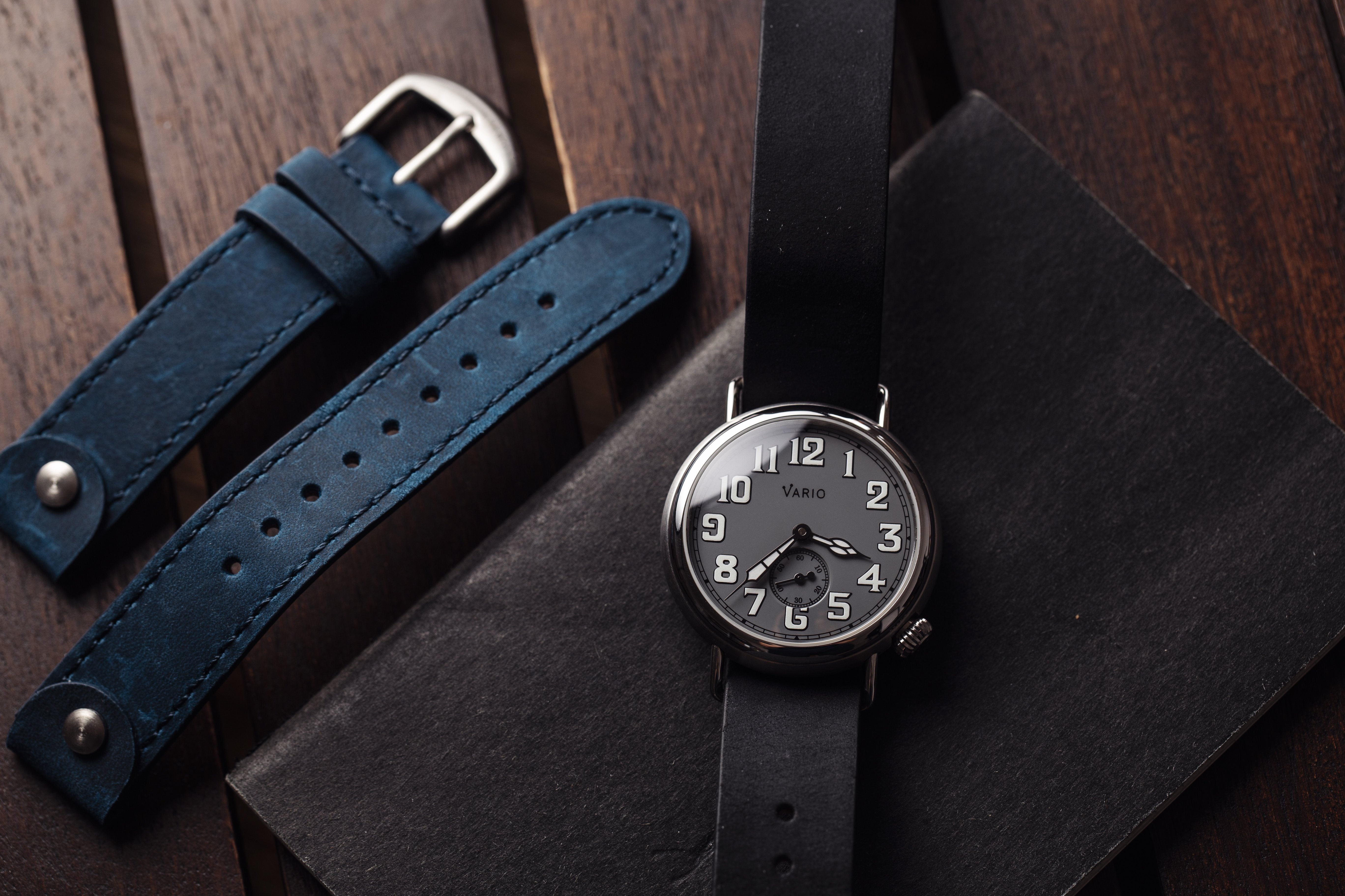 vario 1918 trench field watch grey dial white lume 37mm