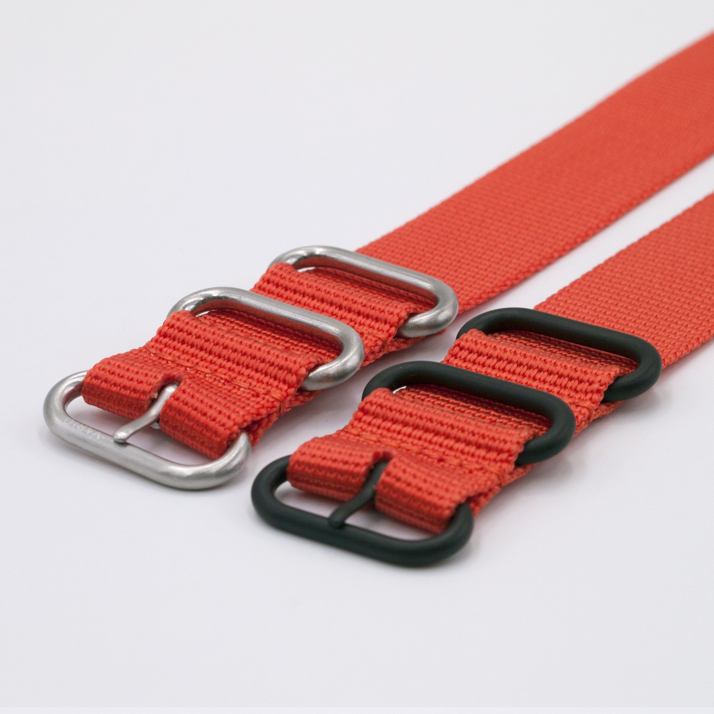 ballistic nylon orange maratac watch strap silver and black buckle
