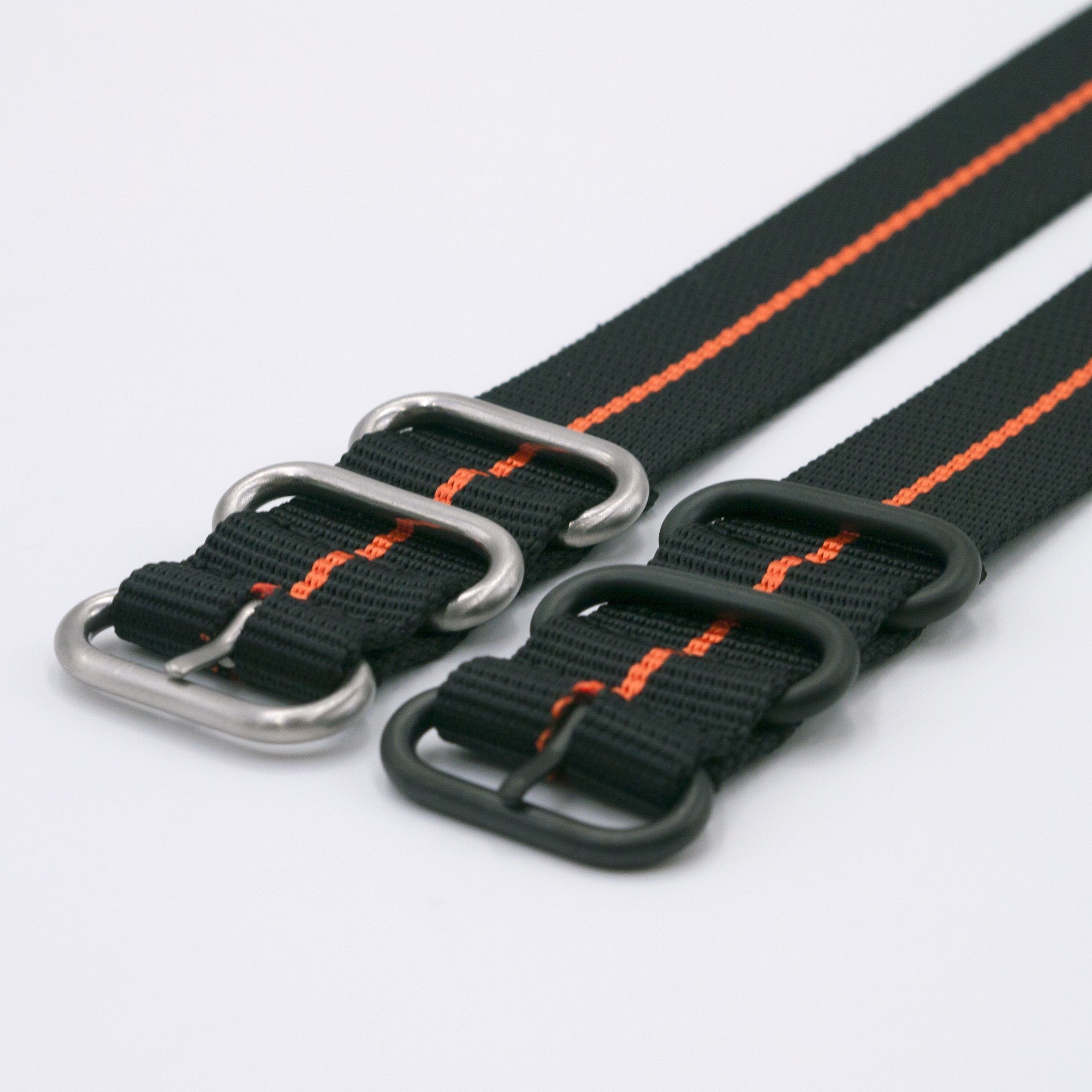 vario ballistic nylon orange black stripe maratac strap with casio g shock adapter