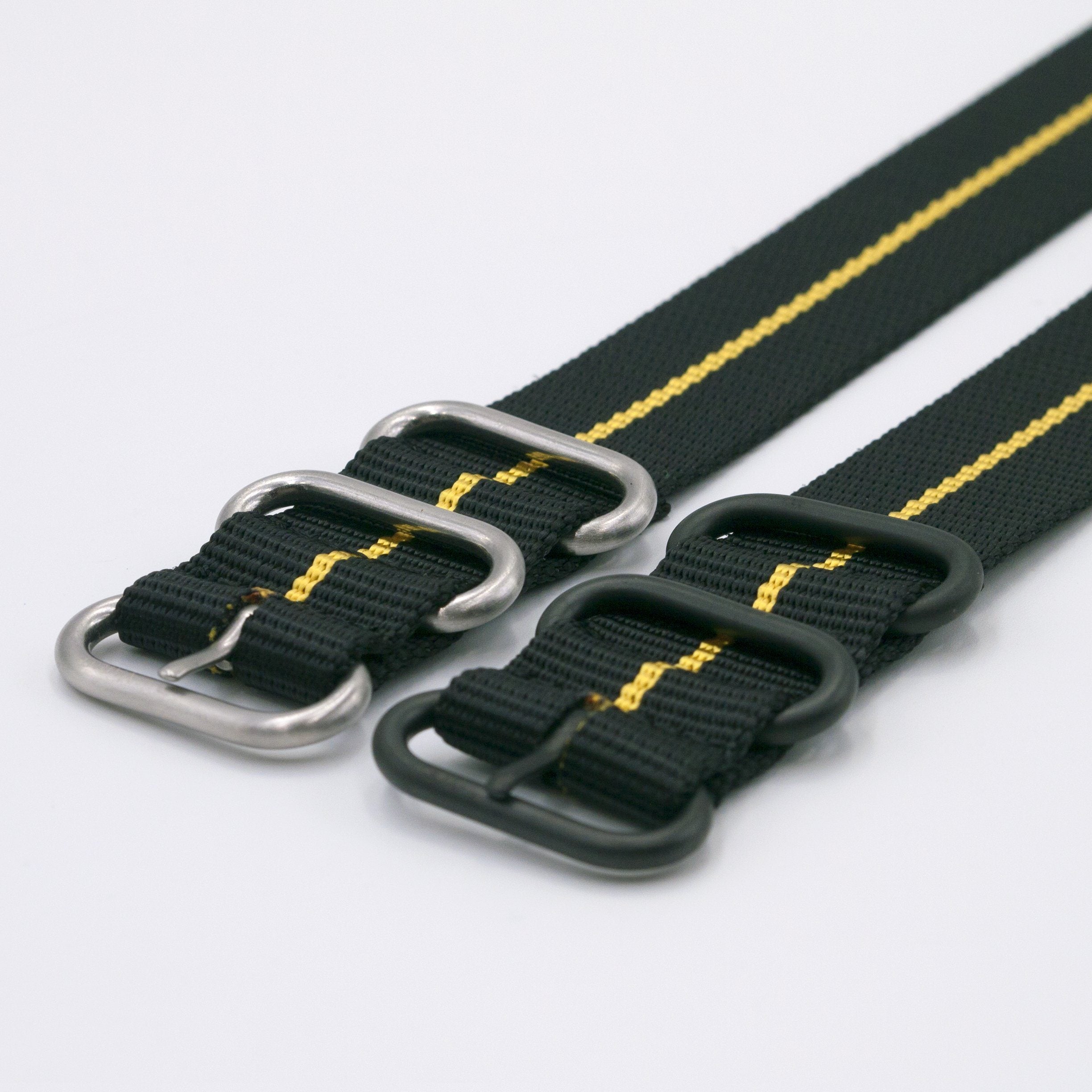 vario ballistic nylon yellow black stripe maratac strap with casio g shock adapter