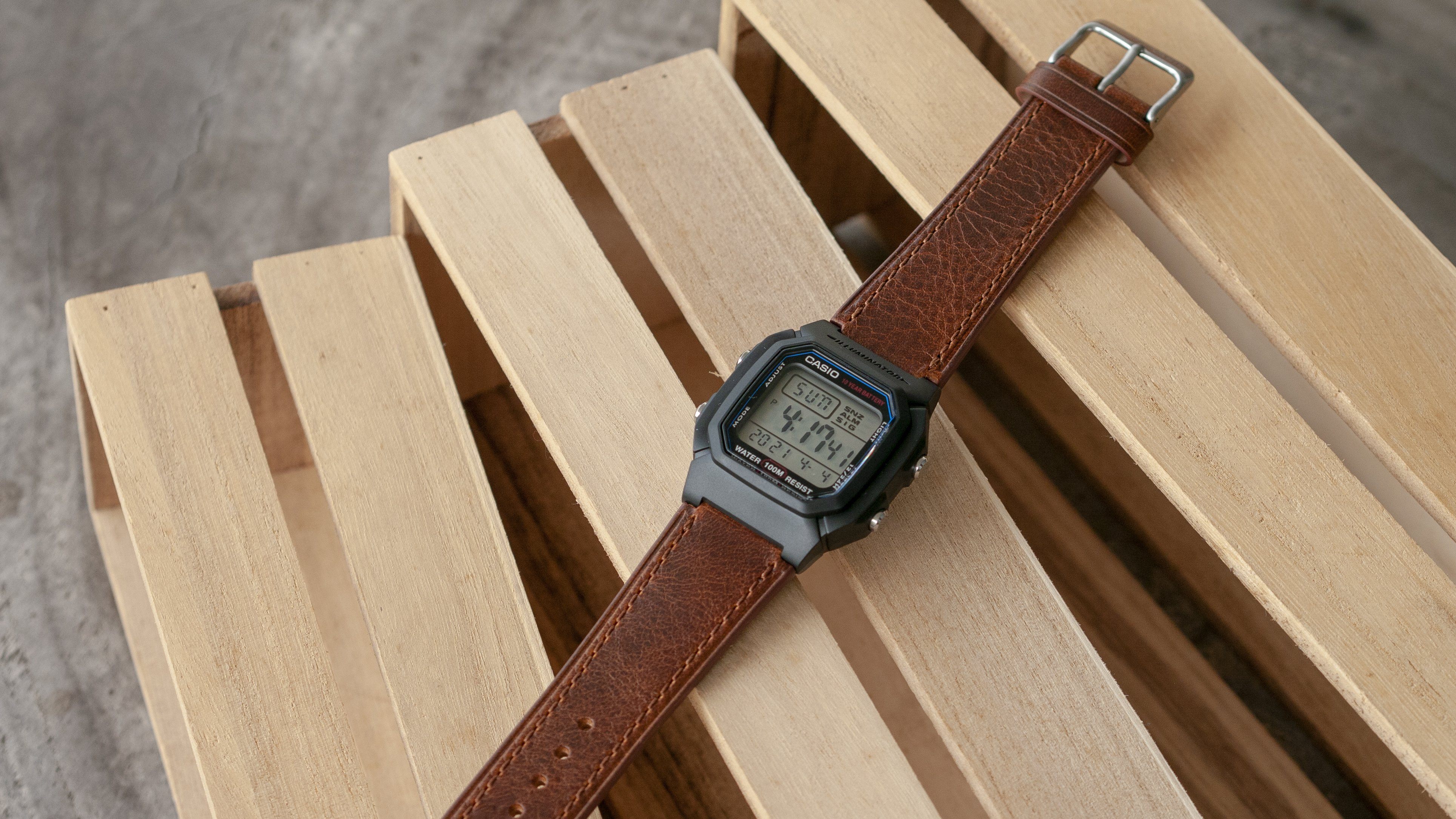 Casio W-800H leather watch strap