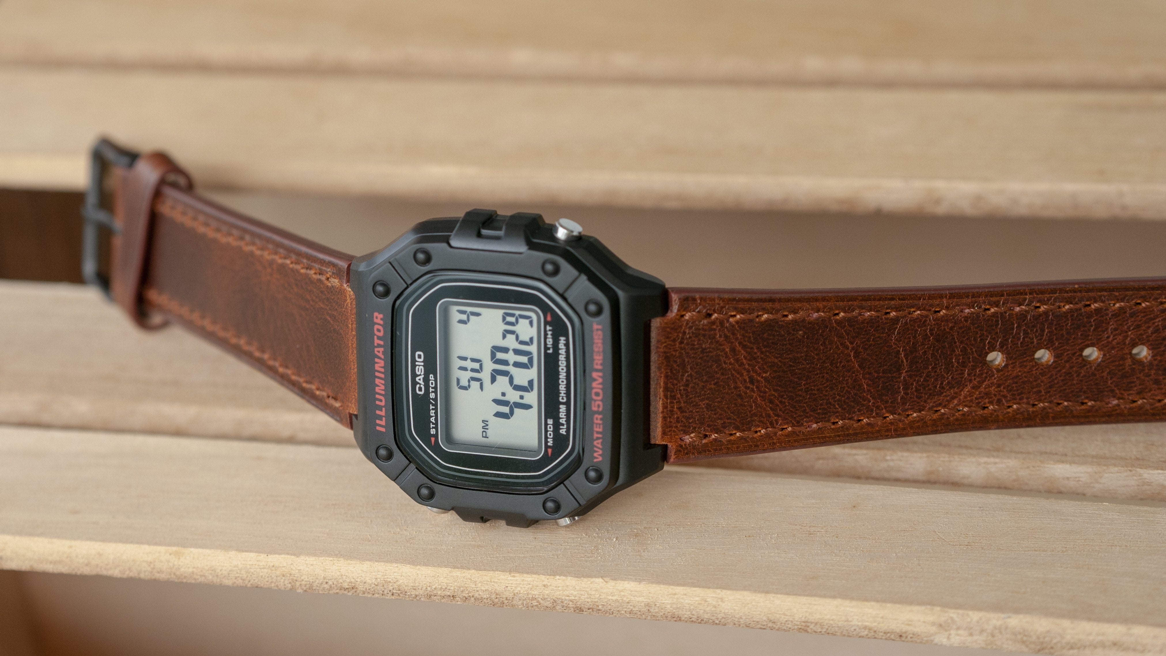 Casio W-218H leather watch strap