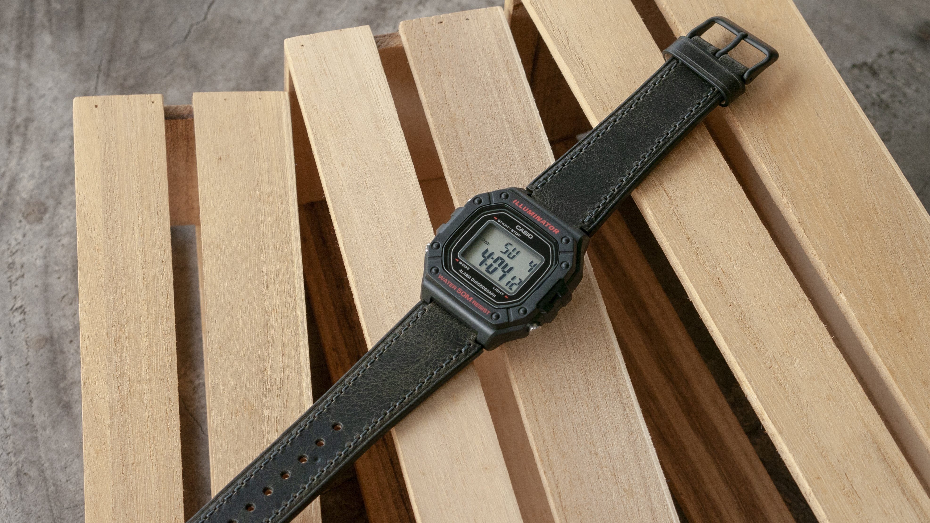 Casio W-218H leather watch strap
