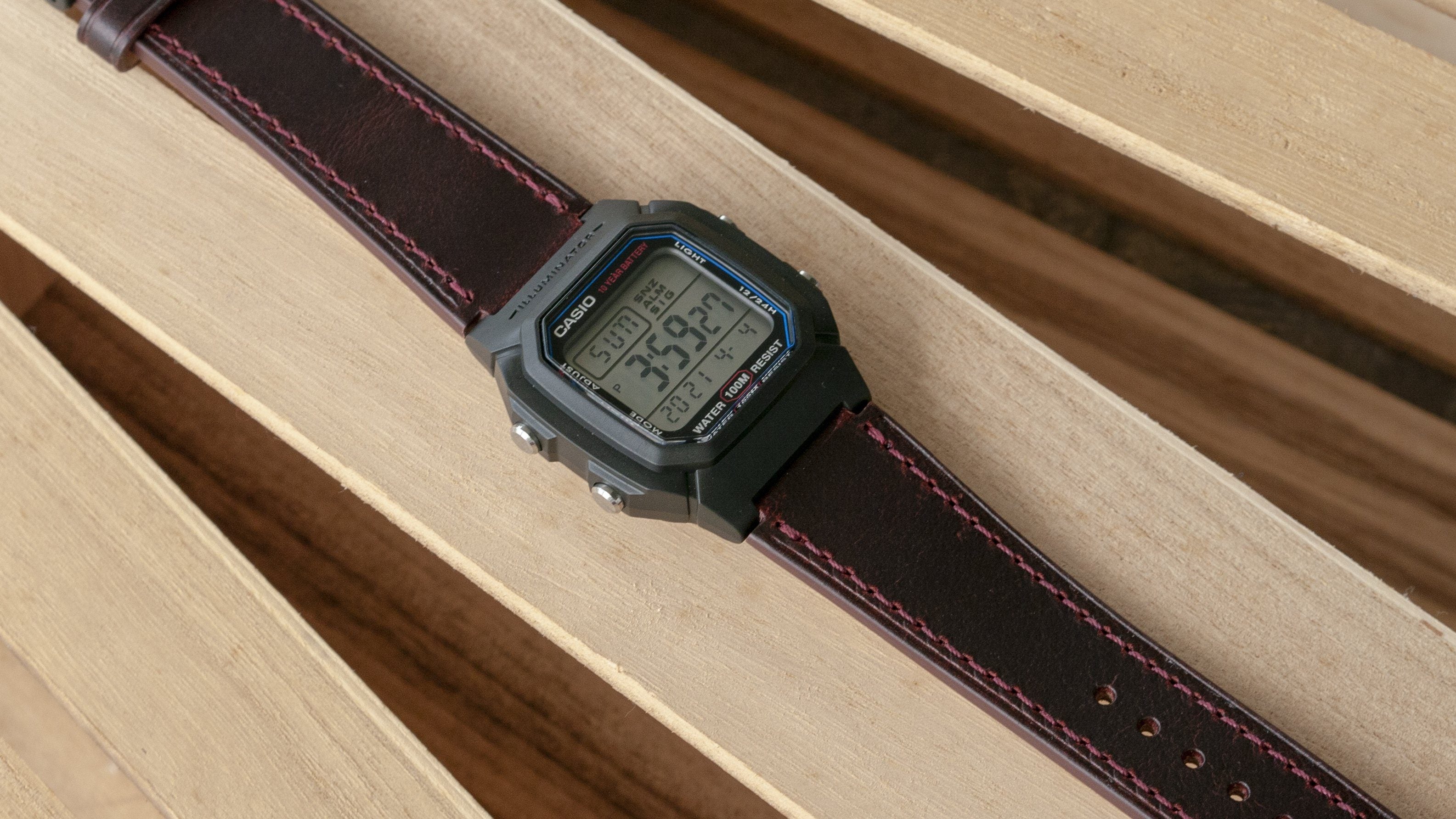 Casio W-800H leather watch strap