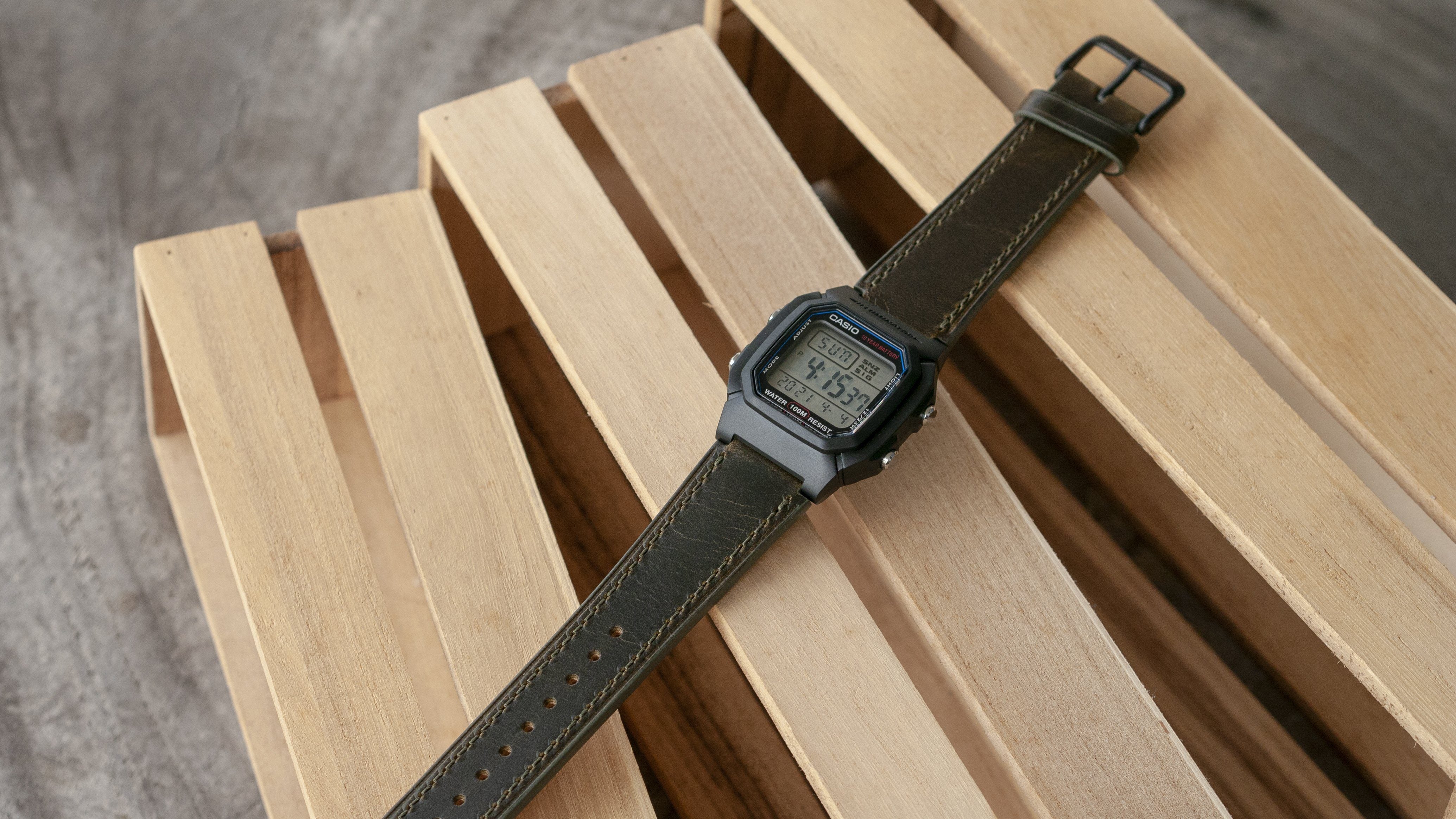 Casio W-800H leather watch strap