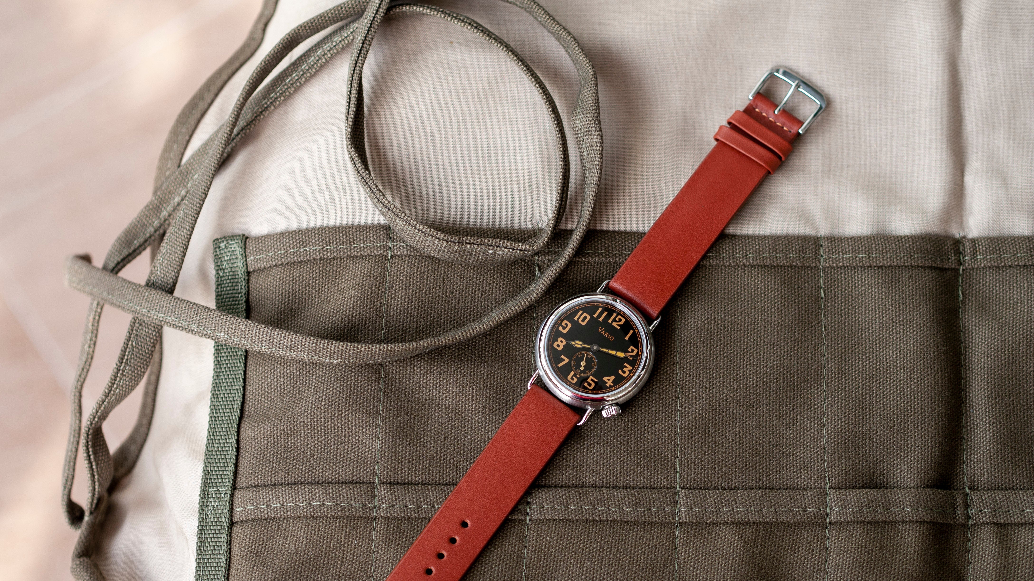 vario rios9131 clip on strap for wire fix lugs 1918 trench medic ww1 watch