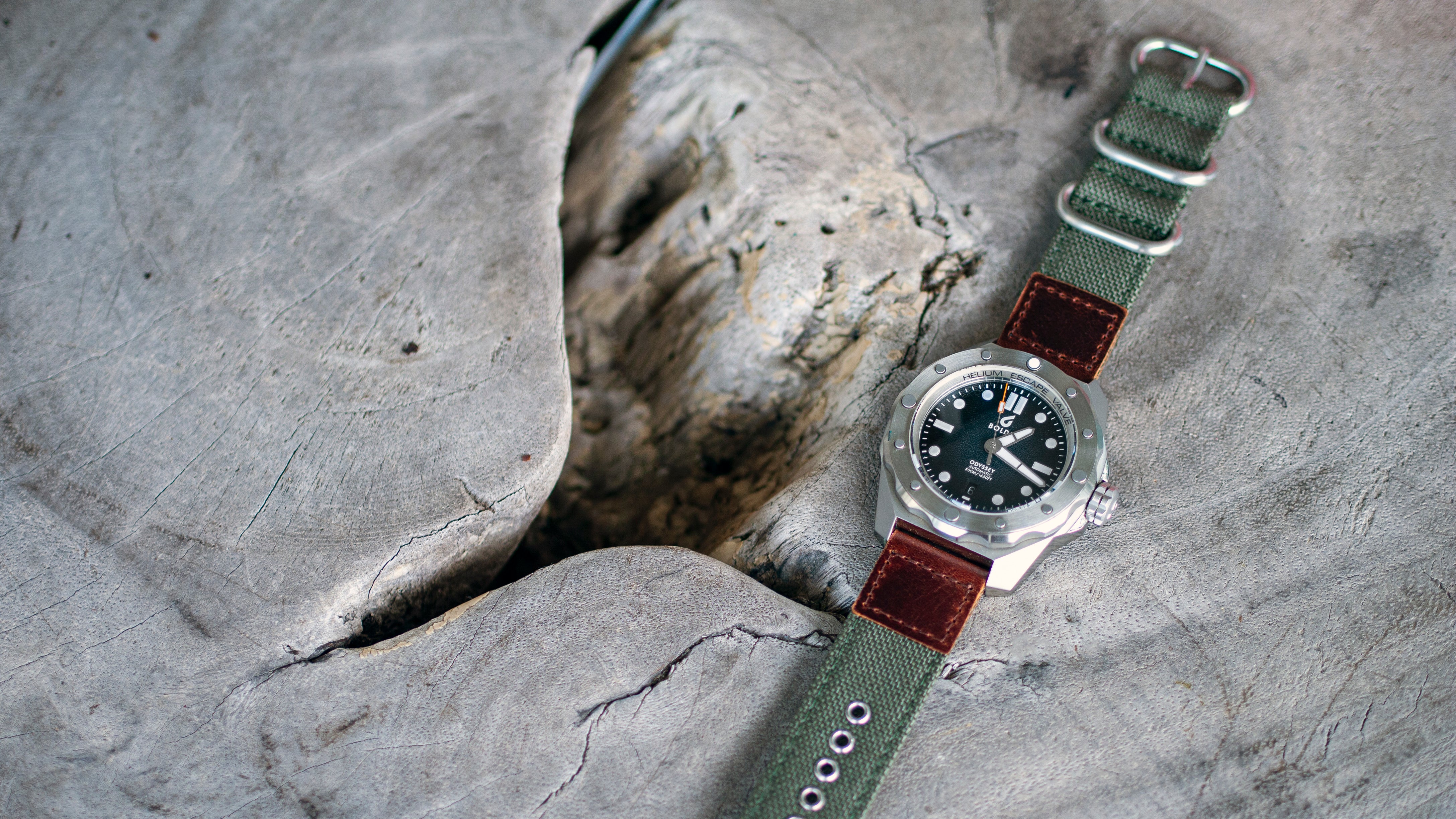 Boldr watch with vario cordura oiled leather watch strap