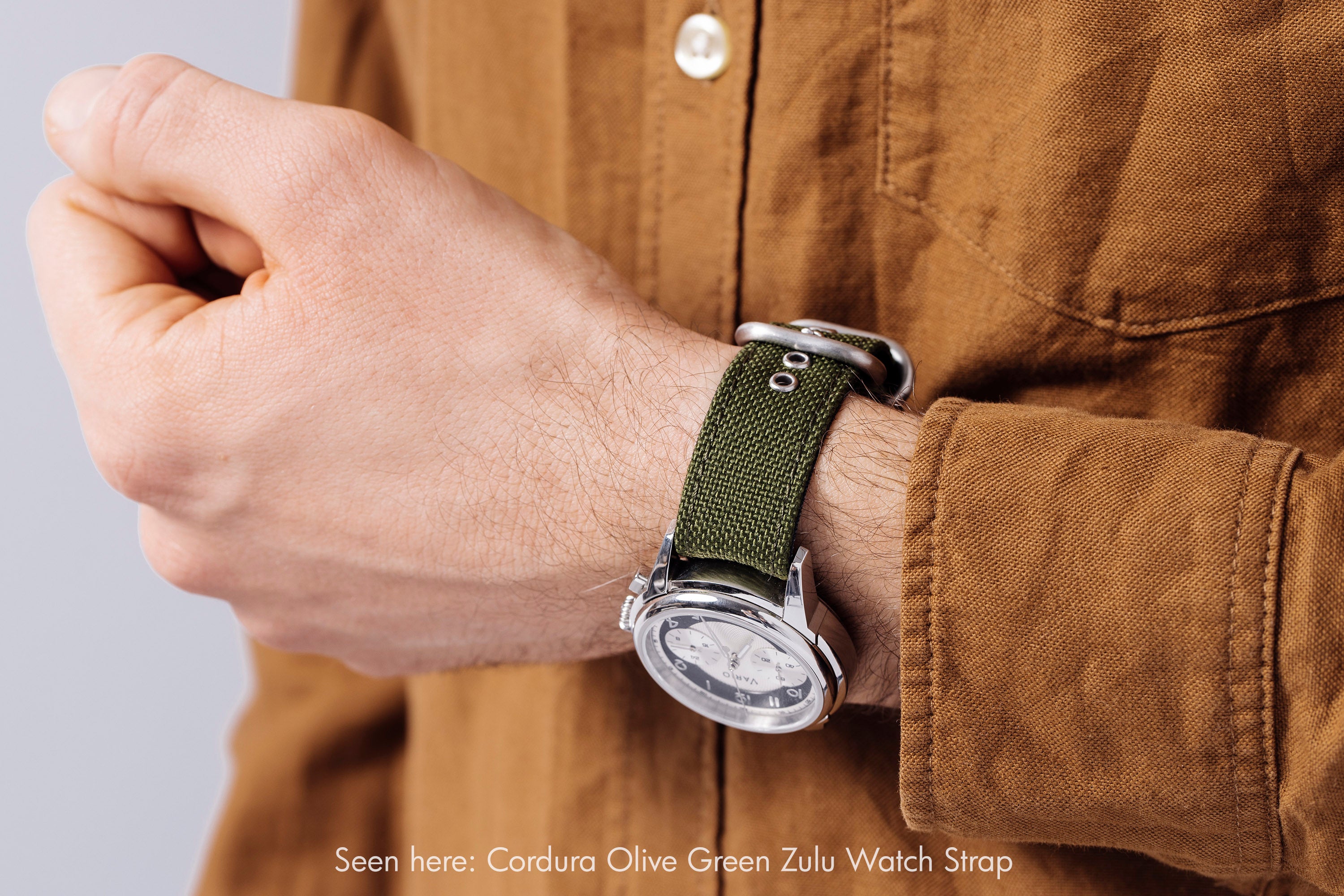 vario olive green cordura single pass watch band