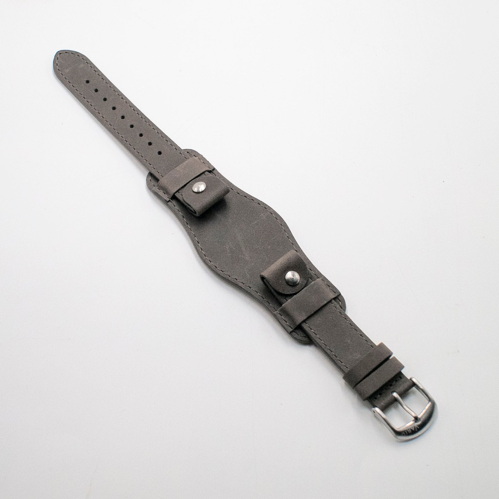 vario crazy horse leather watch strap grey