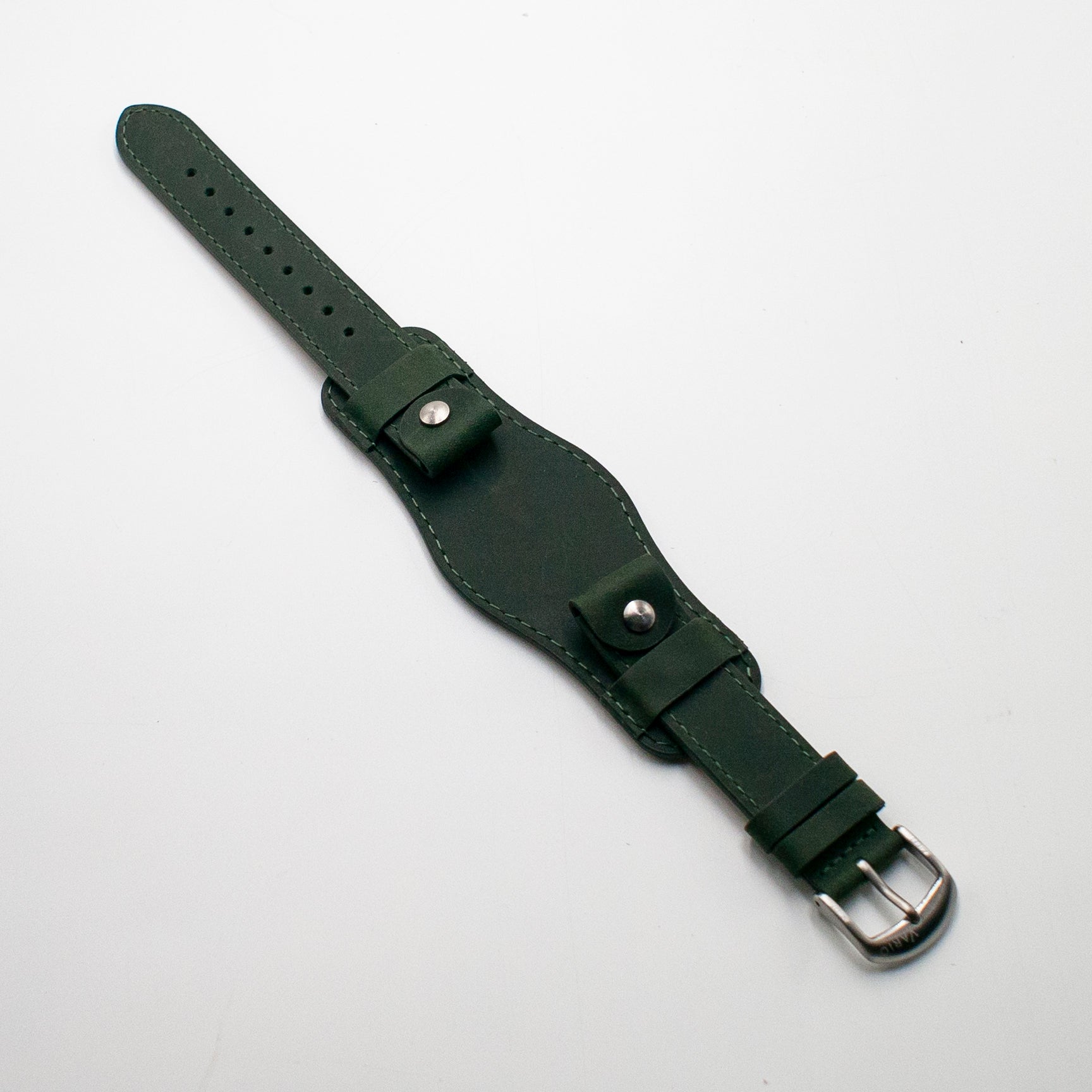 vario crazy horse leather watch strap forest green