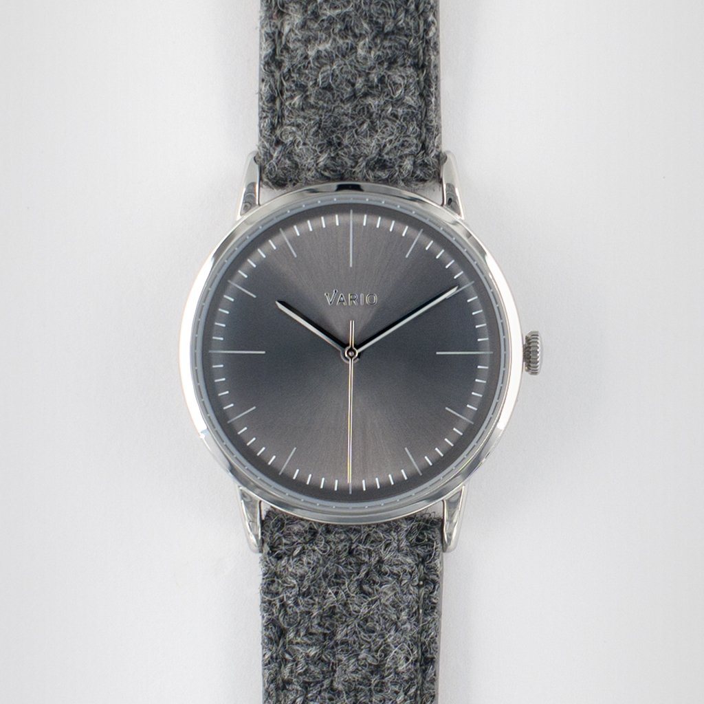 eclipse 38mm grey dress watch handwound harris tweed strap