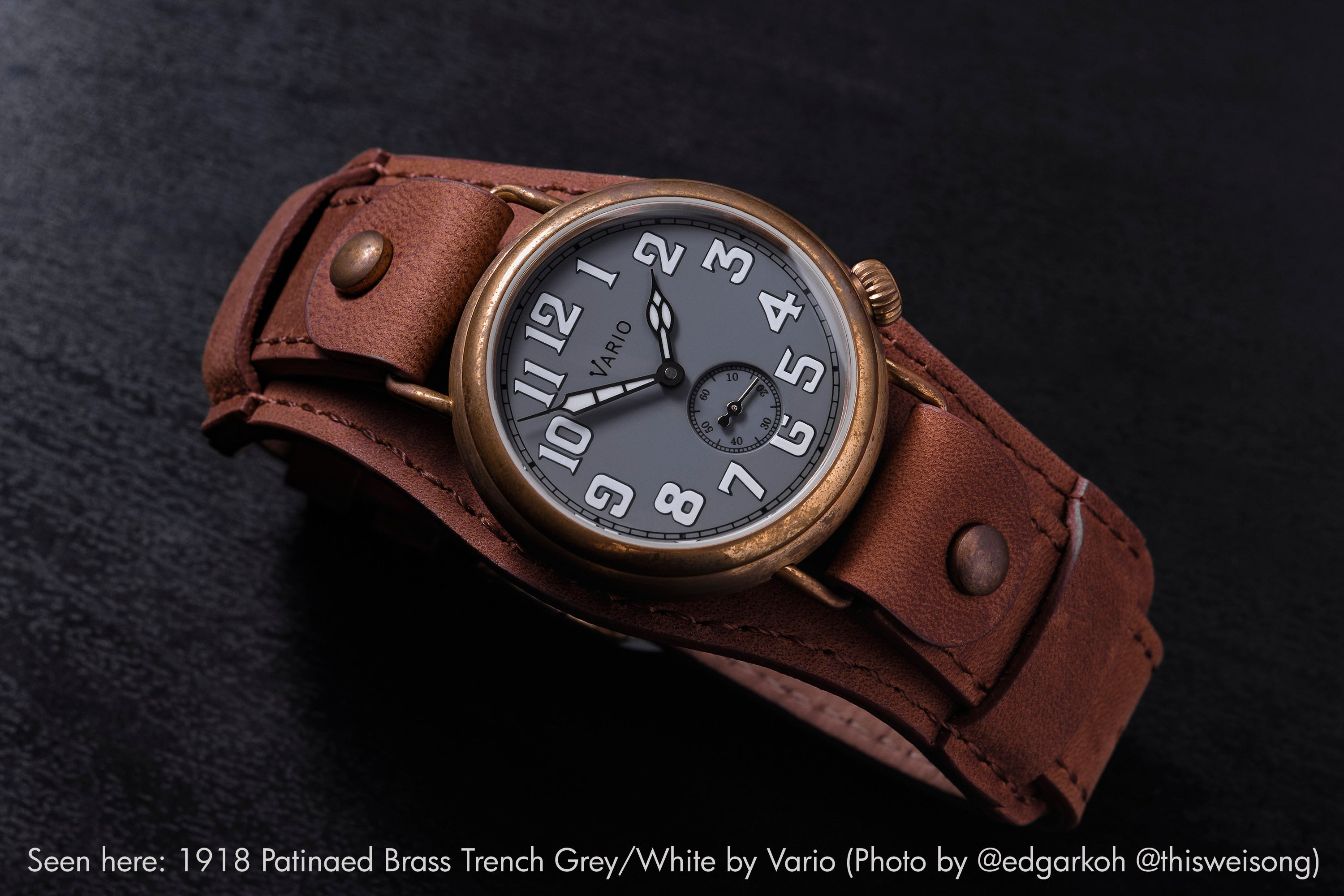 1918 patina brass trench watch