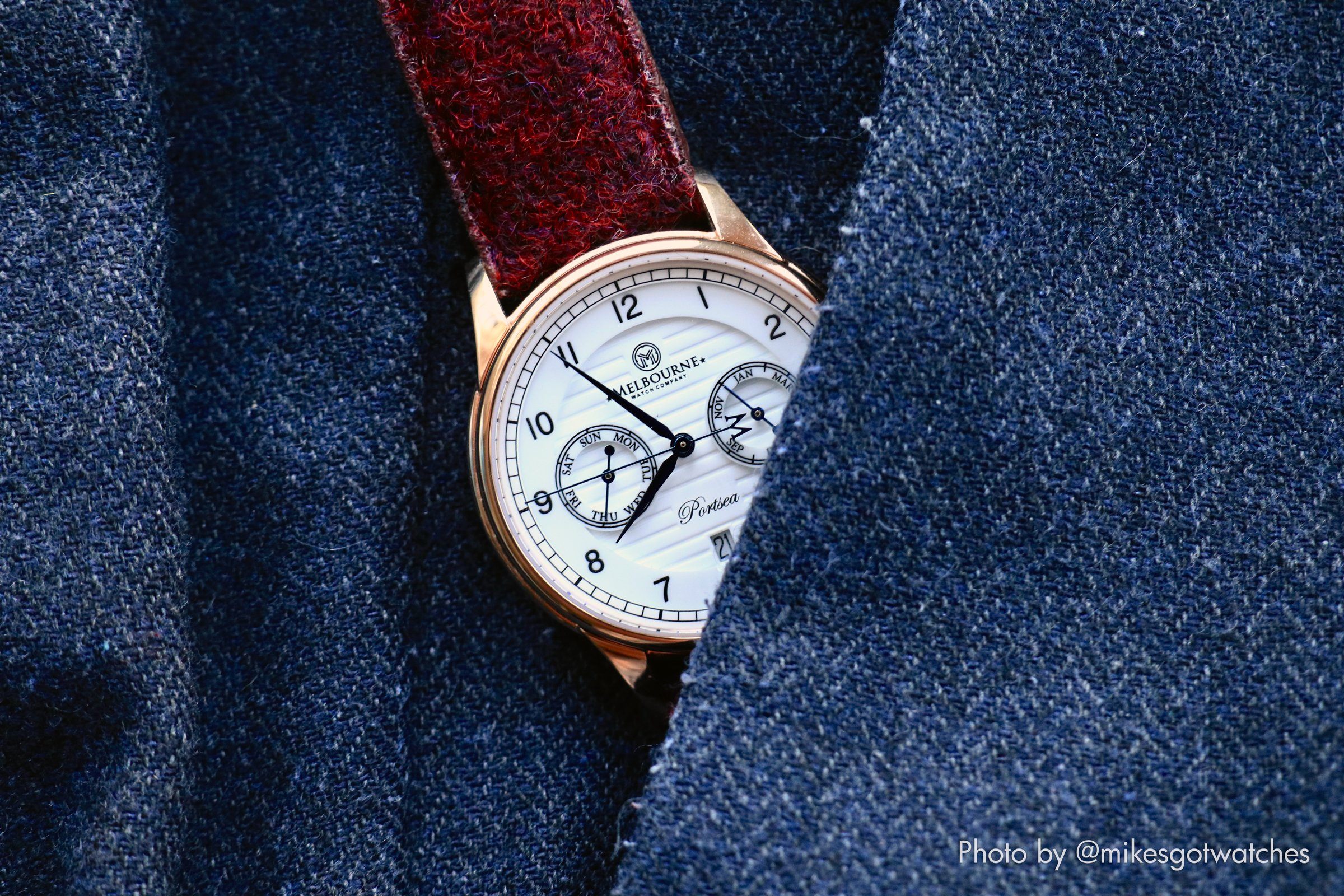 Harris Tweed Merlot Red Watch Strap