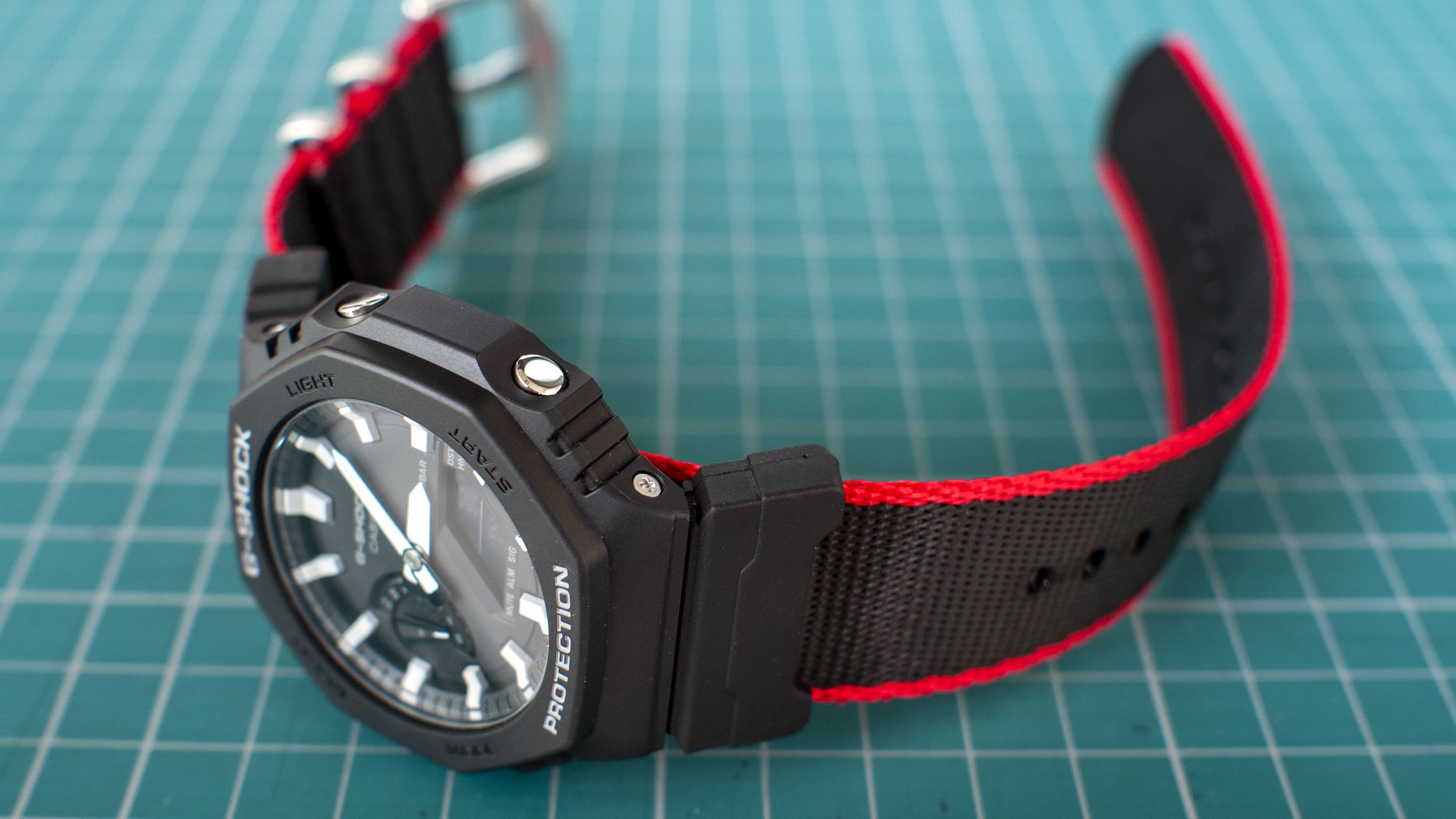 Casio GShock GA2100 black red seat belt