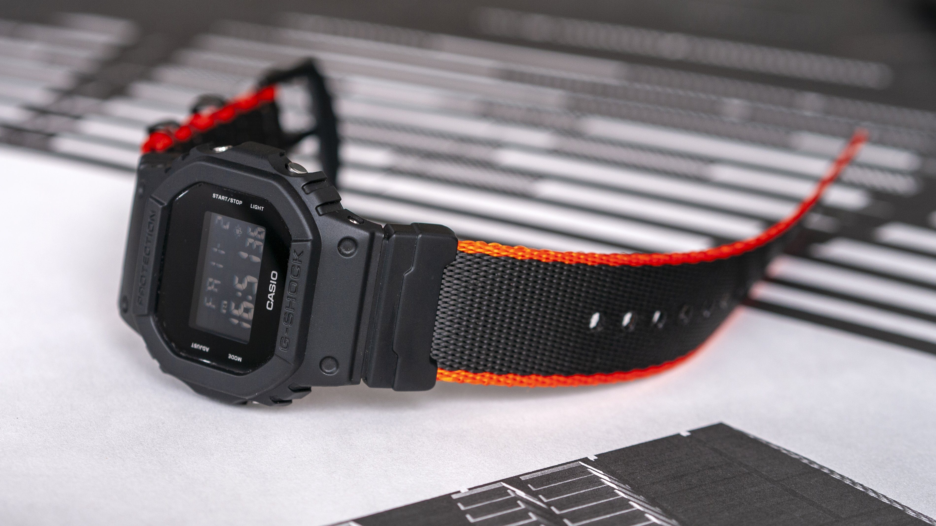 vario gshock seat belt adapter kit red and black stripe dw5600