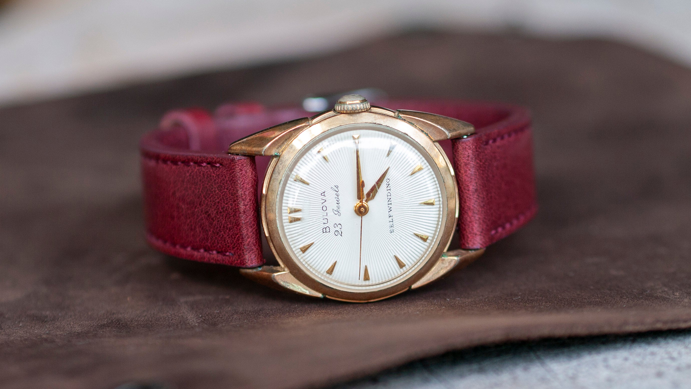 vario veg tan italian leather watch strap red