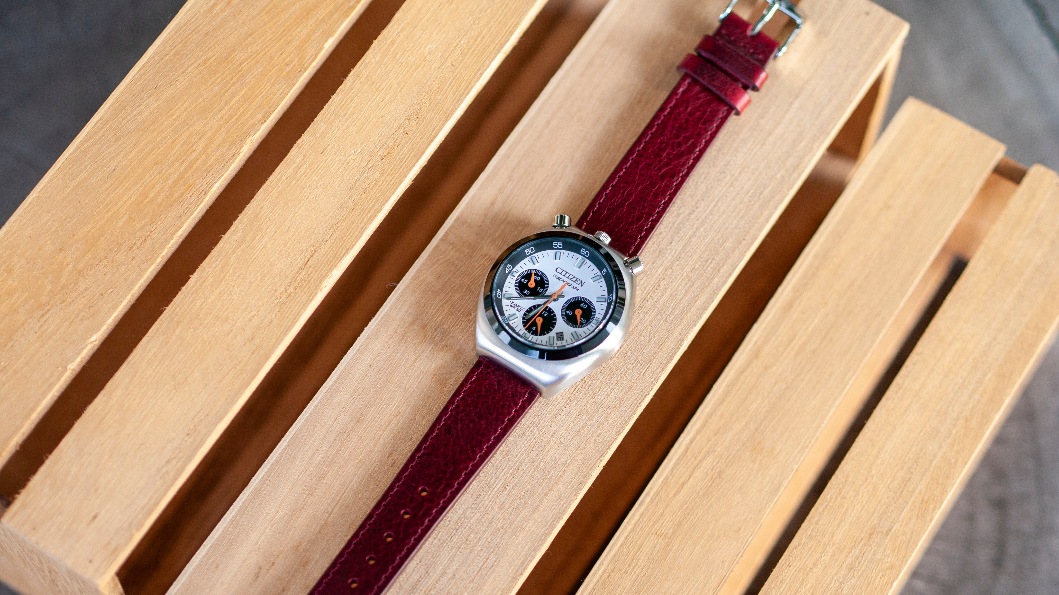 vario veg tan italian leather watch strap red