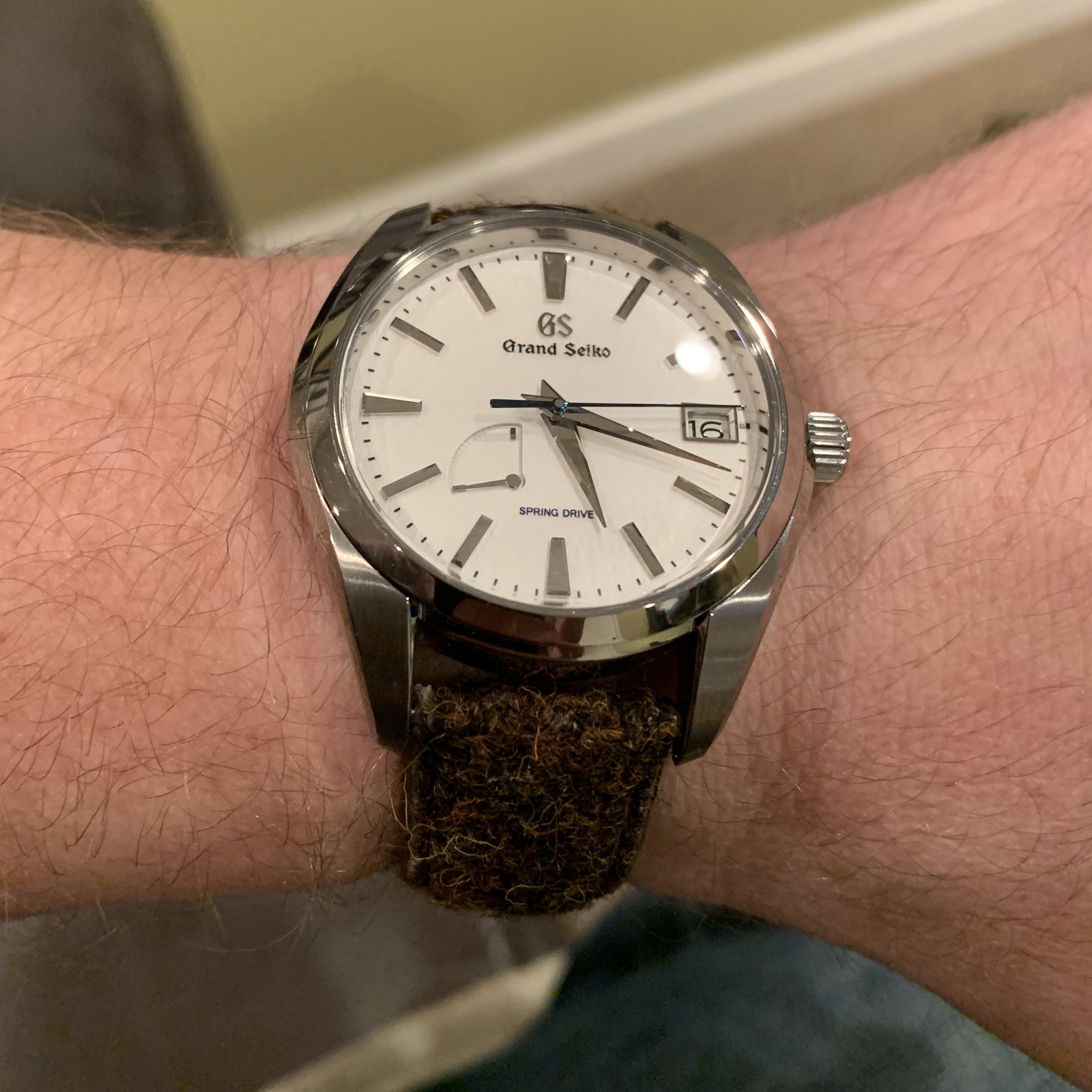 Grand Seiko on Vario Harris Tweed Watch Strap