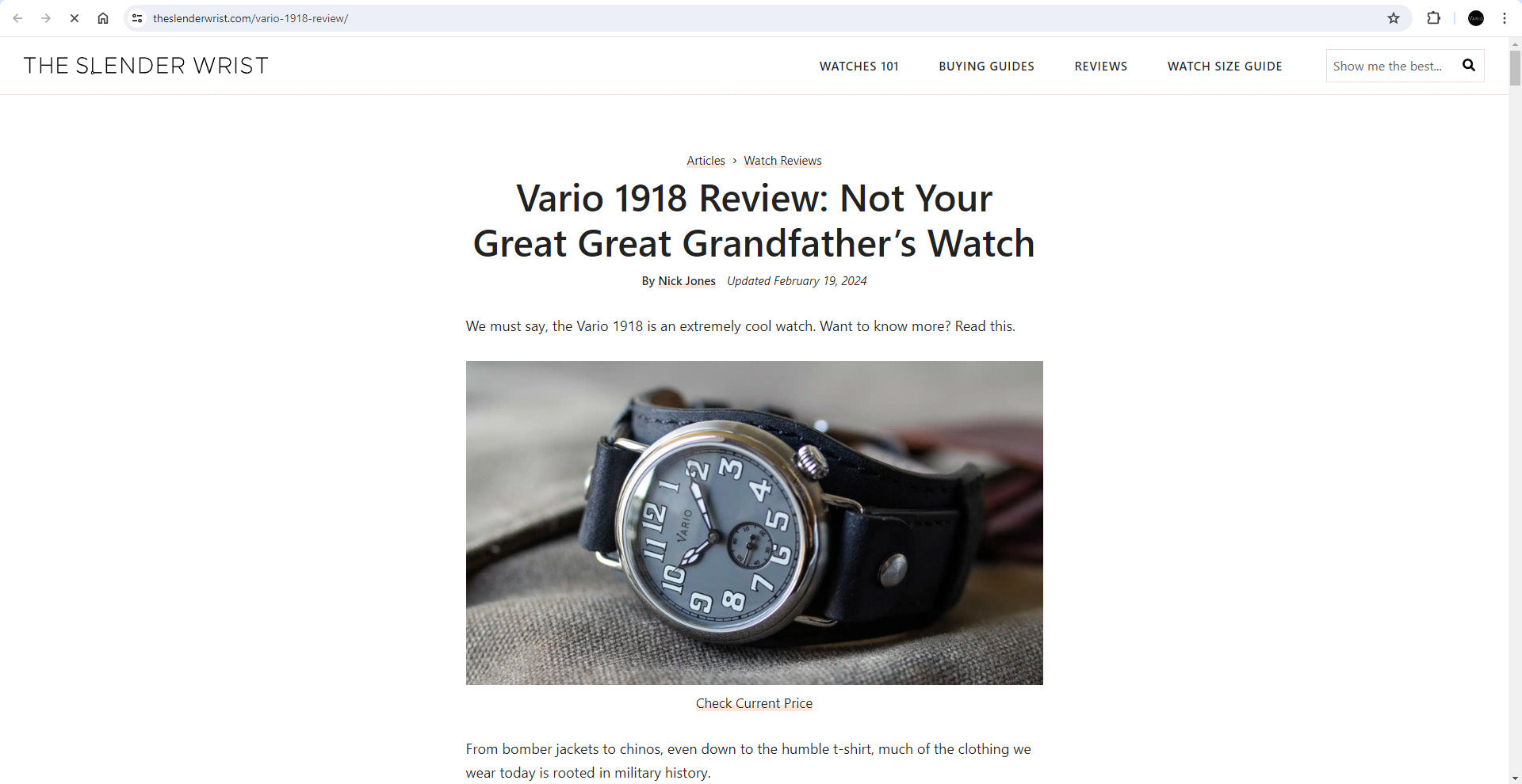 Vario 1918 Trench featured on The Slender Wrist