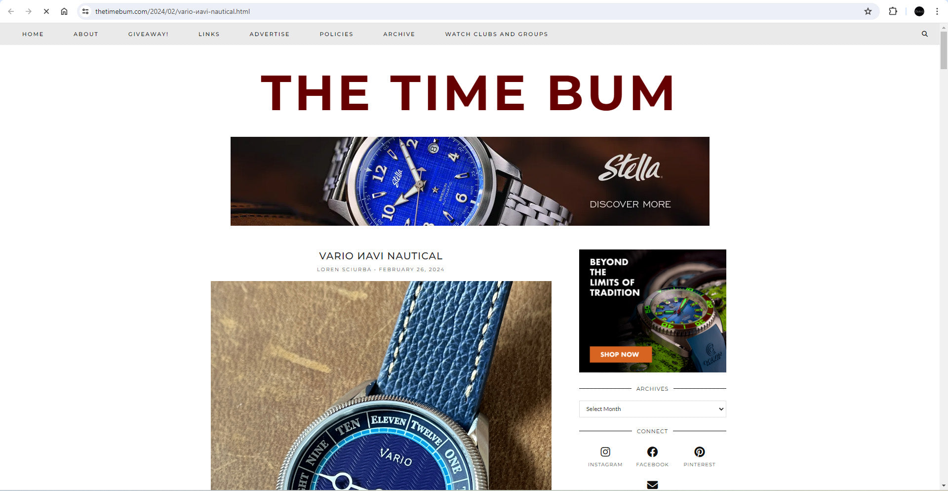 Vario ИAVI Single Hand Watch featured on The Time Bum