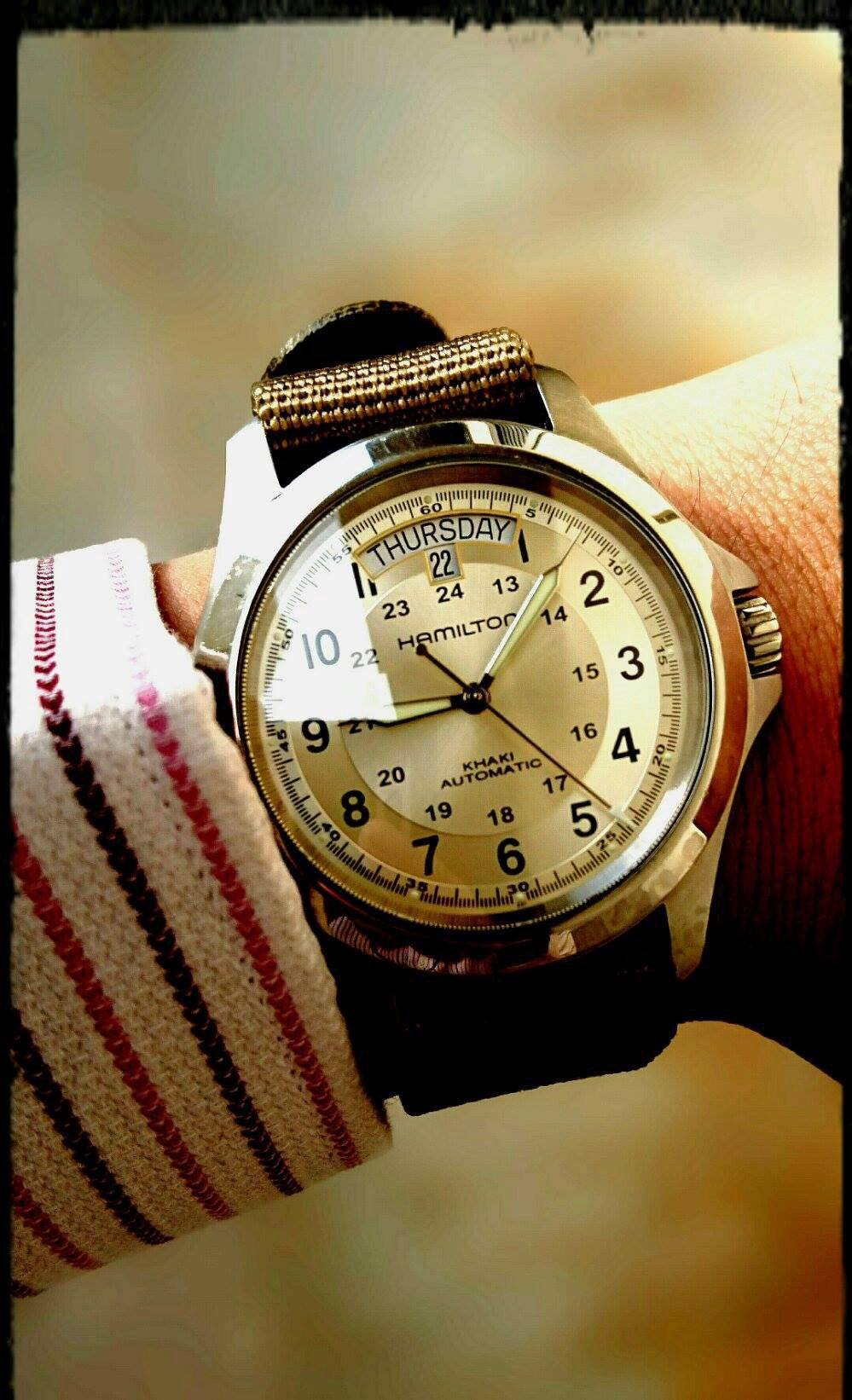 Hamilton Khaki field Auto with Vario Ballistic nylon strap by #varioclub member Donald