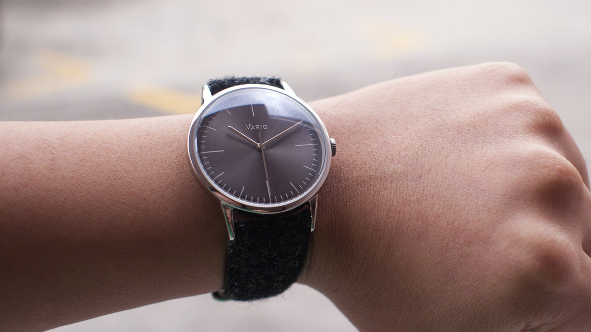 Time Check with Eclipse Hematite High Beat Quartz Dress Watch