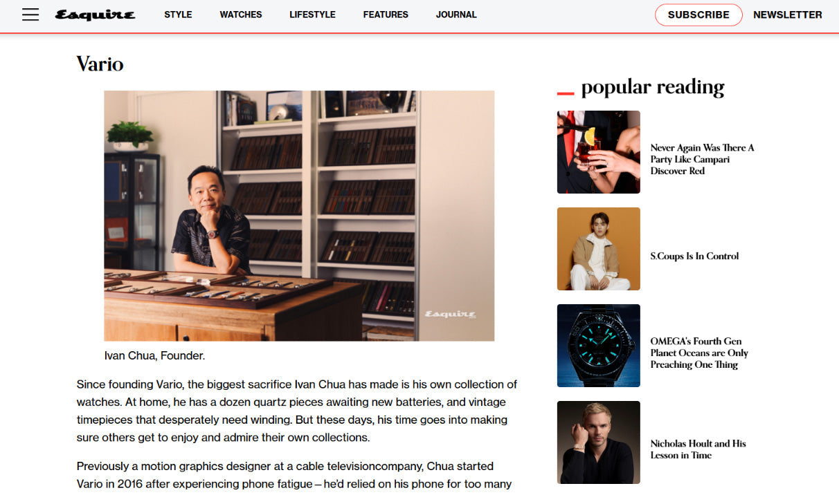 Ivan interviewed by Esquire Singapore