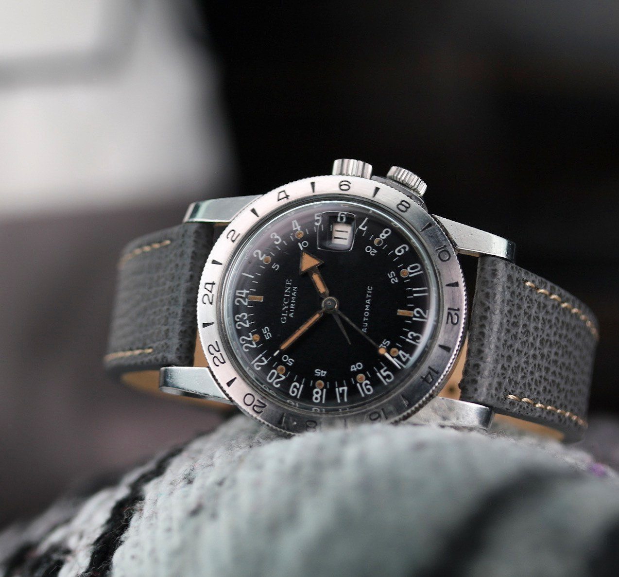 Glycines watch on Vario Italian Leather Watch Strap