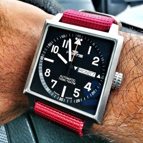 Fortis Square on Vario Ballistic Nylon watch strap