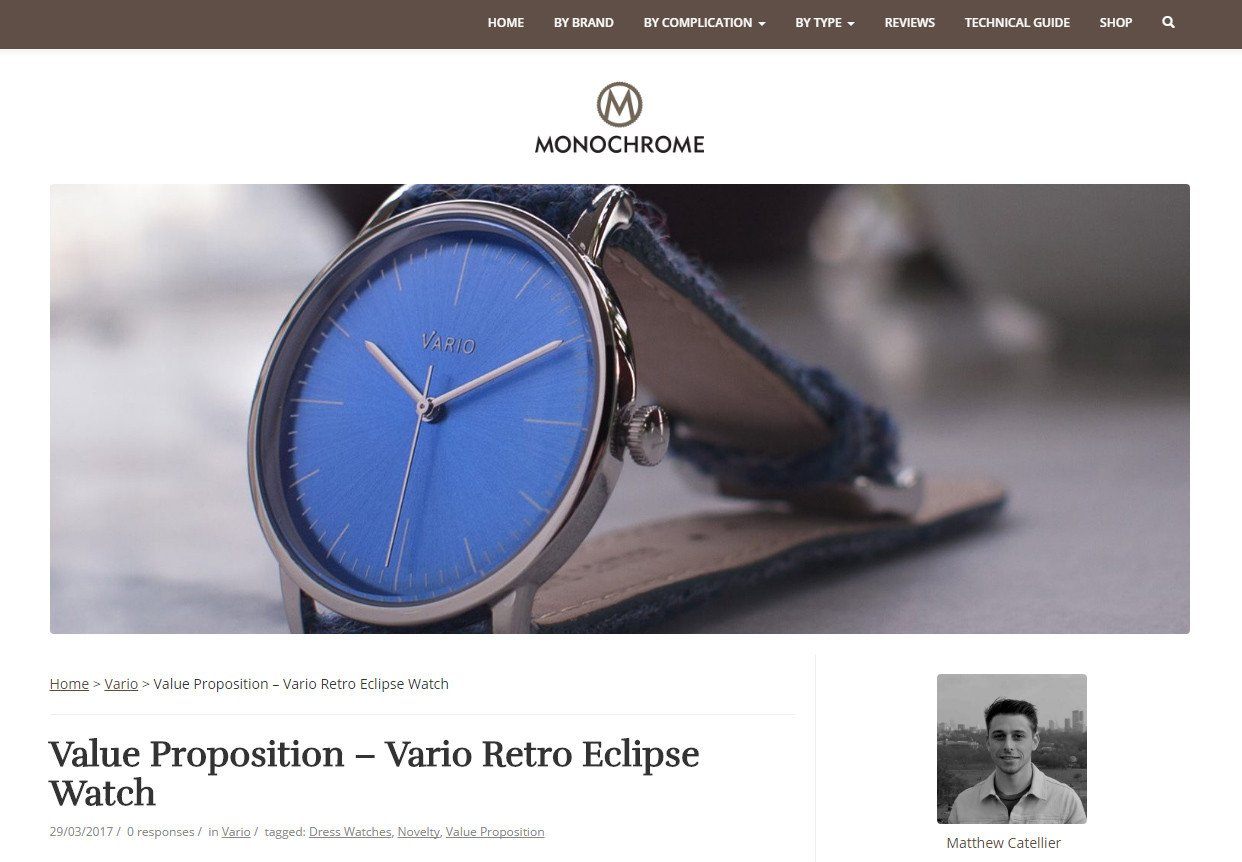 Value Proposition – Vario Retro Eclipse Watch by Monochrome Watches