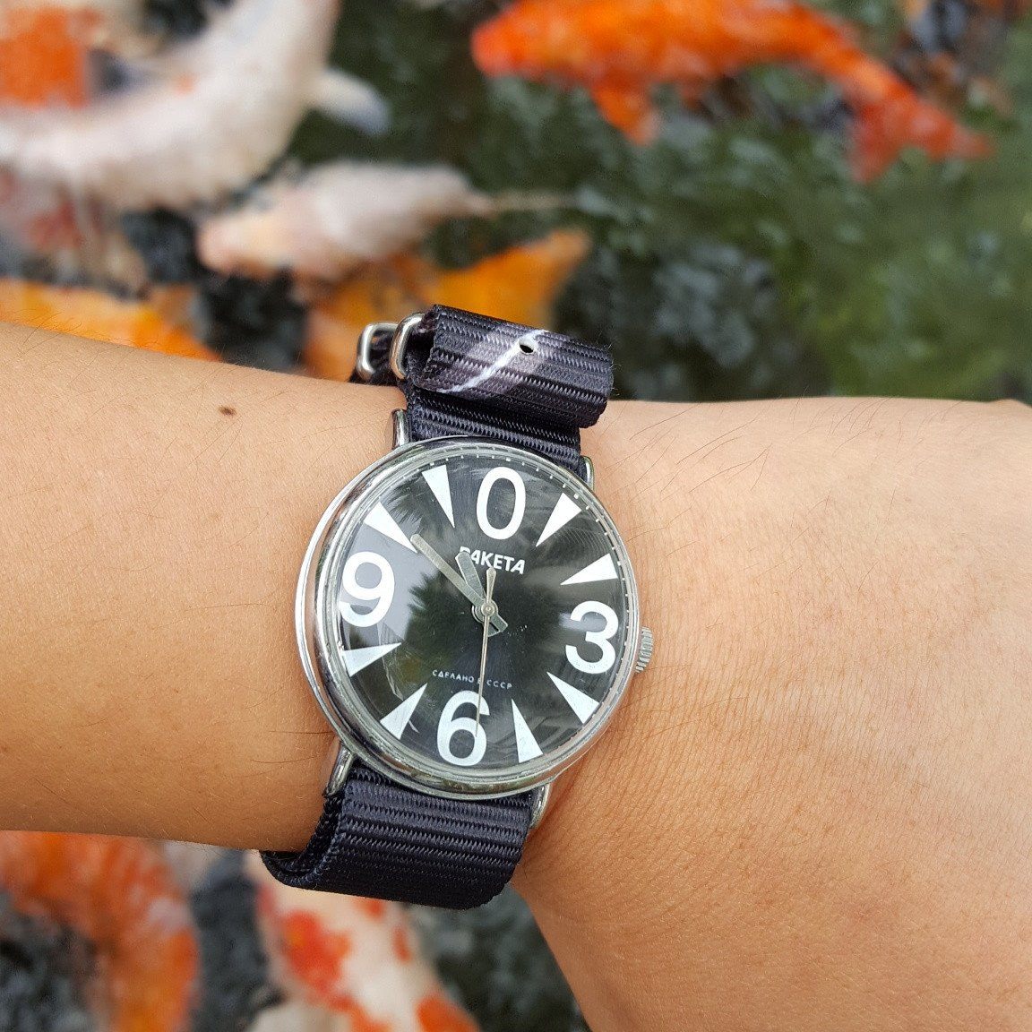 Raketa Big Zero Mini with Black Razor strap by #varioclub member Ivan
