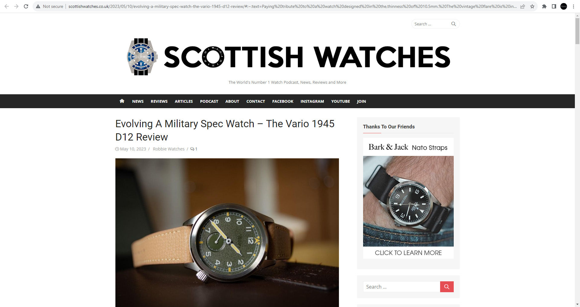 Vario 1945 D12 featured on Scottish Watches