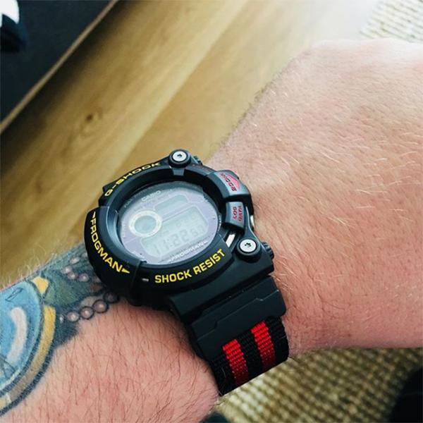 Casio G-Shock Frogman with Vario ballistic nylon strap. Photo by @steve.j.k77
