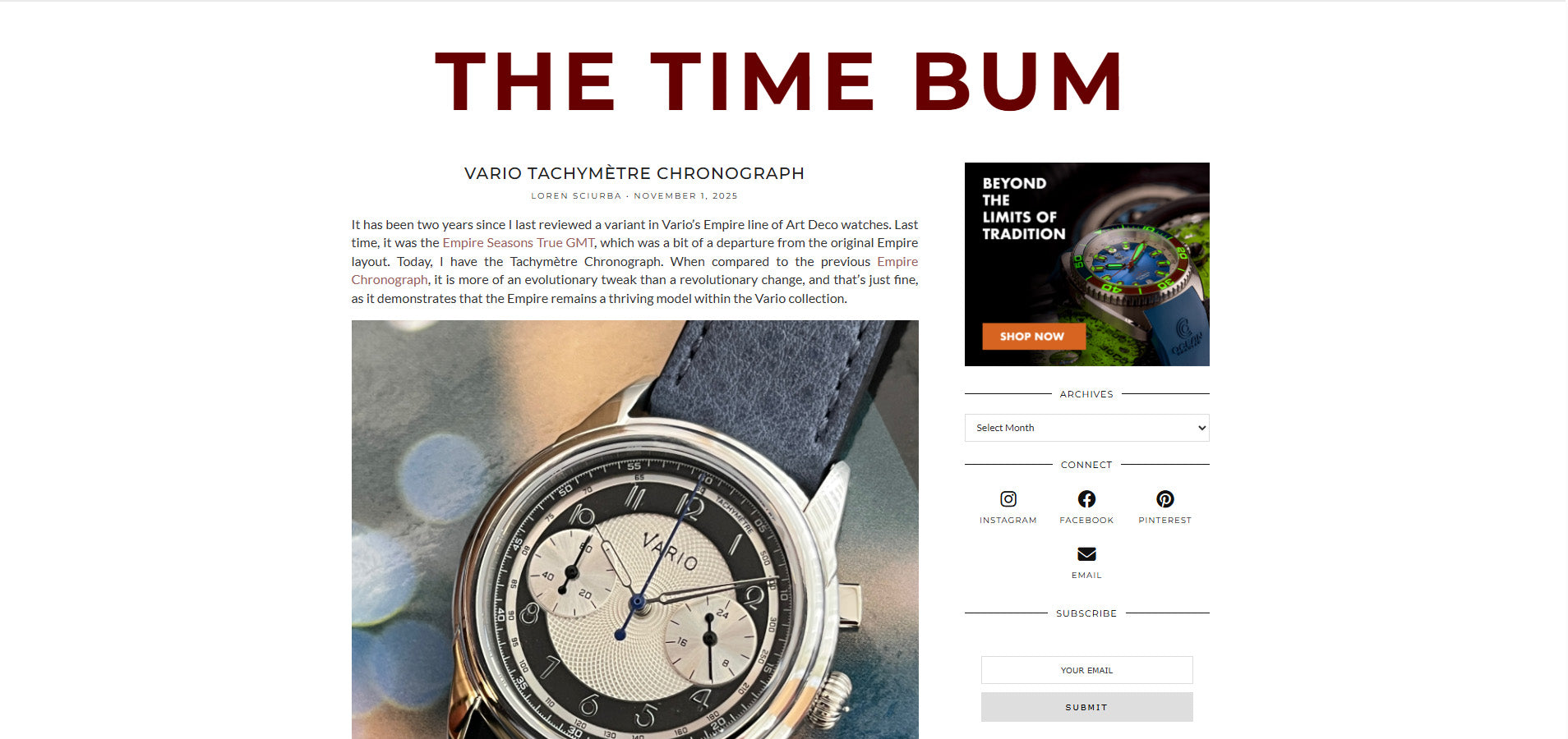 Vario Tachymètre Chronograph reviewed by TheTimeBum