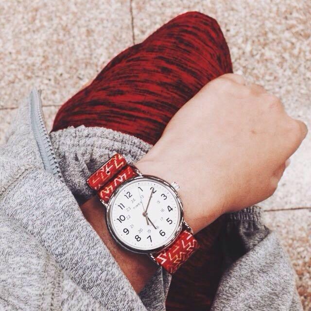 Timex Weekender on Orange Tangy strap by #varioclub member @aplainpeach