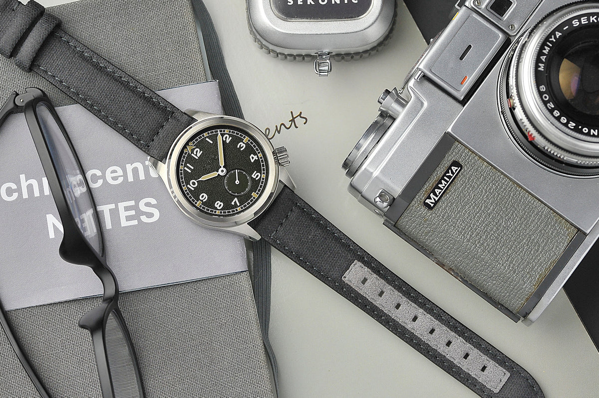 Recycled Waxed Canvas Shadow Grey Watch Strap