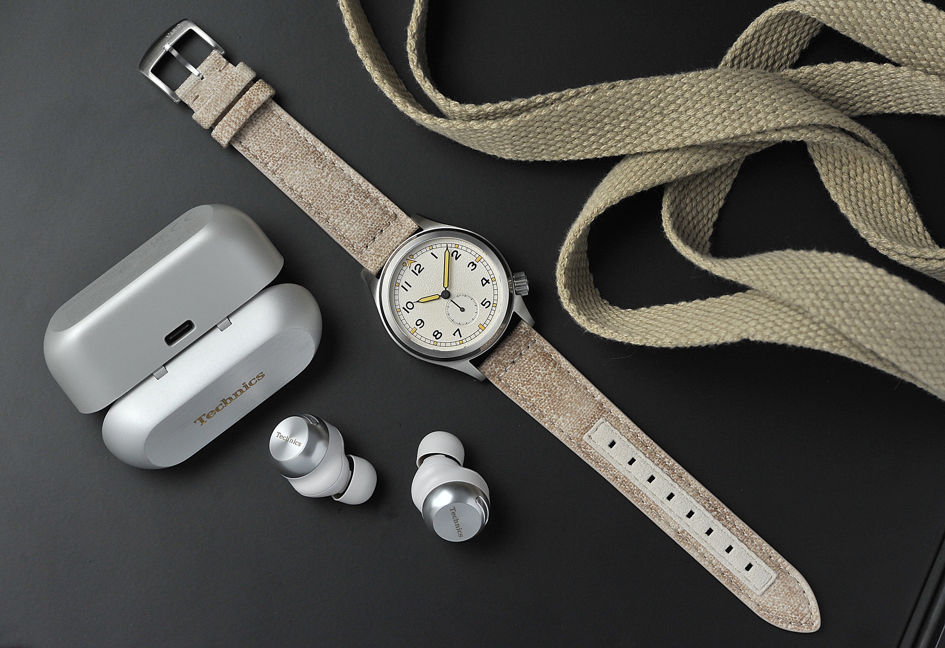 Recycled Waxed Canvas Linen Biege Watch Strap