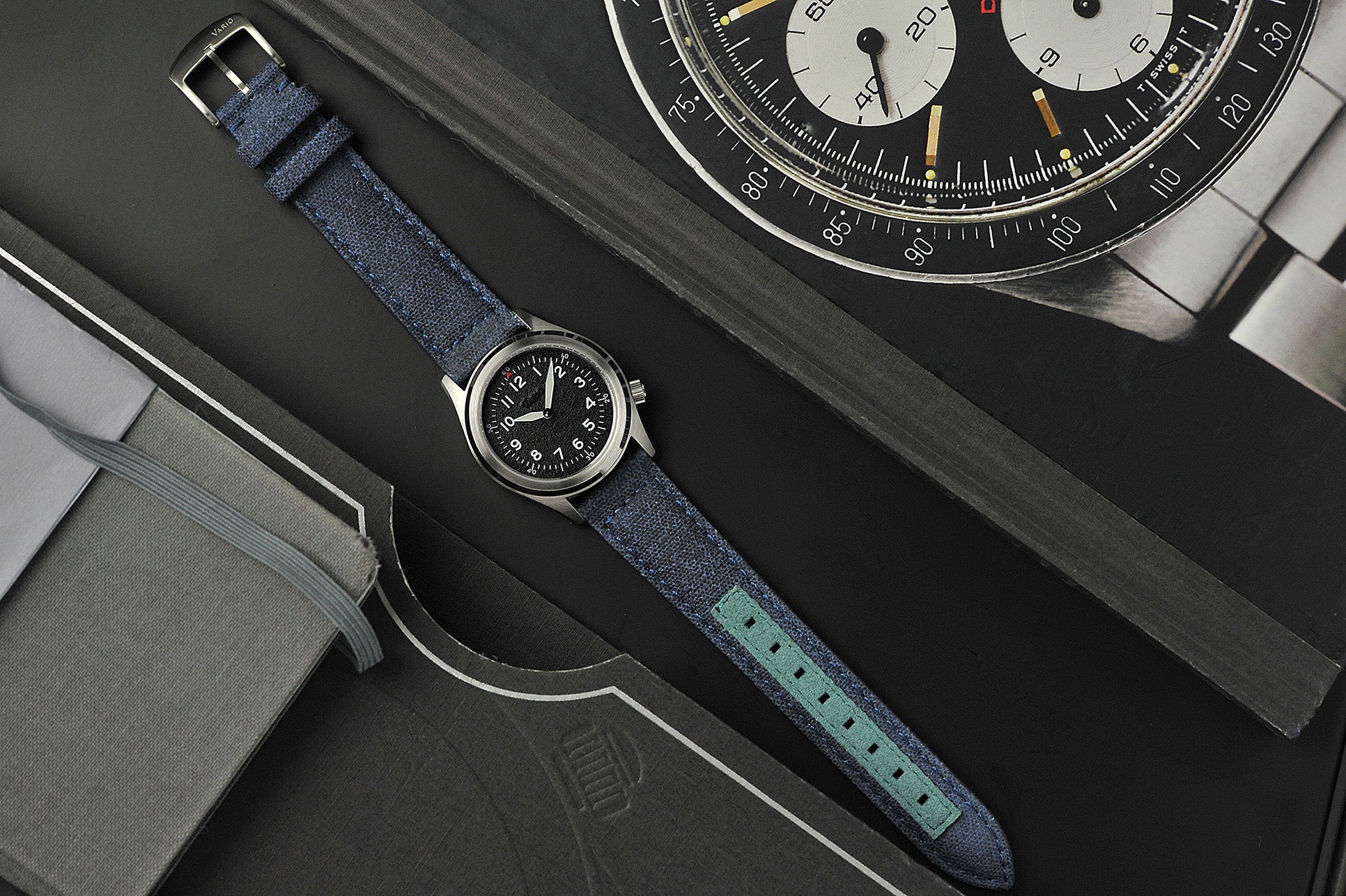 Recycled Waxed Canvas Ocean Blue Watch Strap