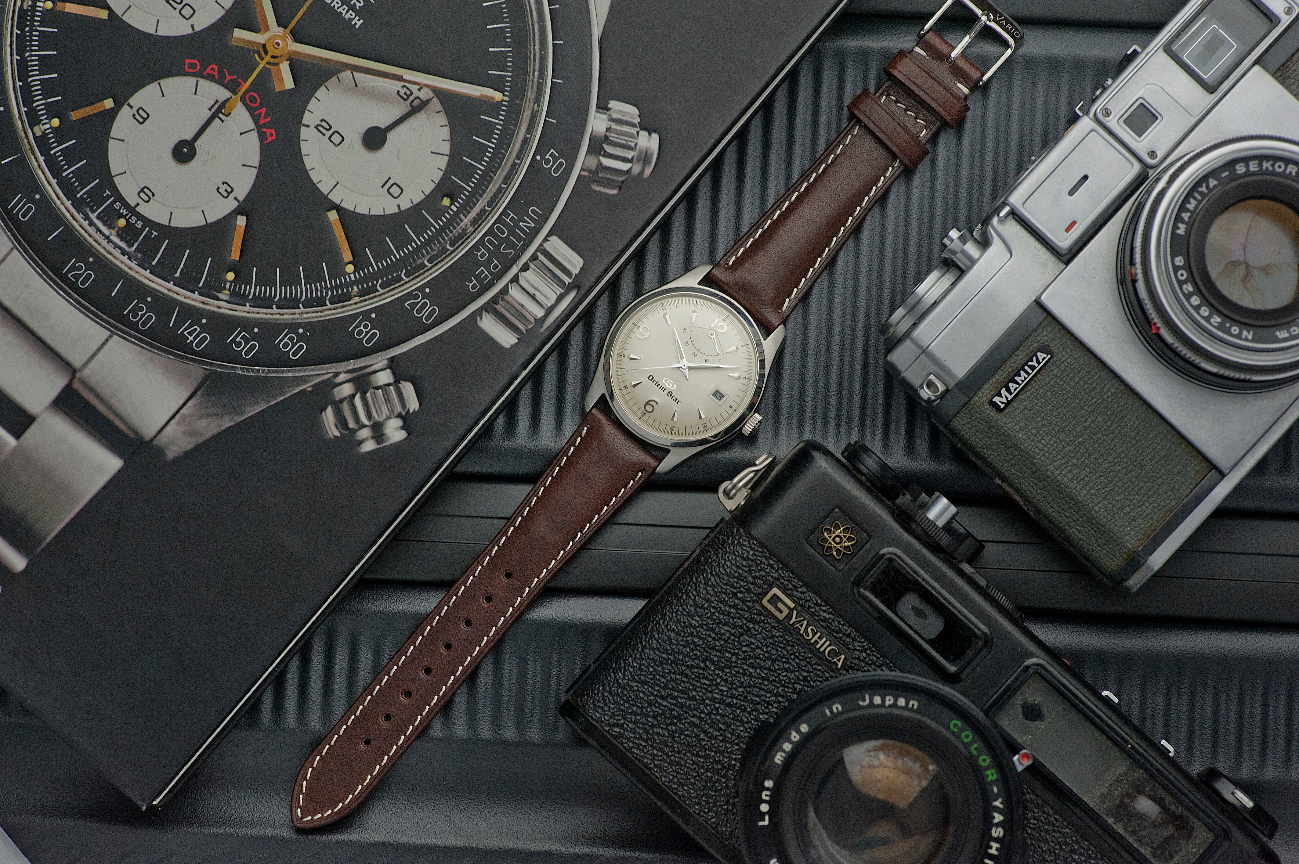 Vario Vintage Veg Tan Embossed Italian Leather dark brown