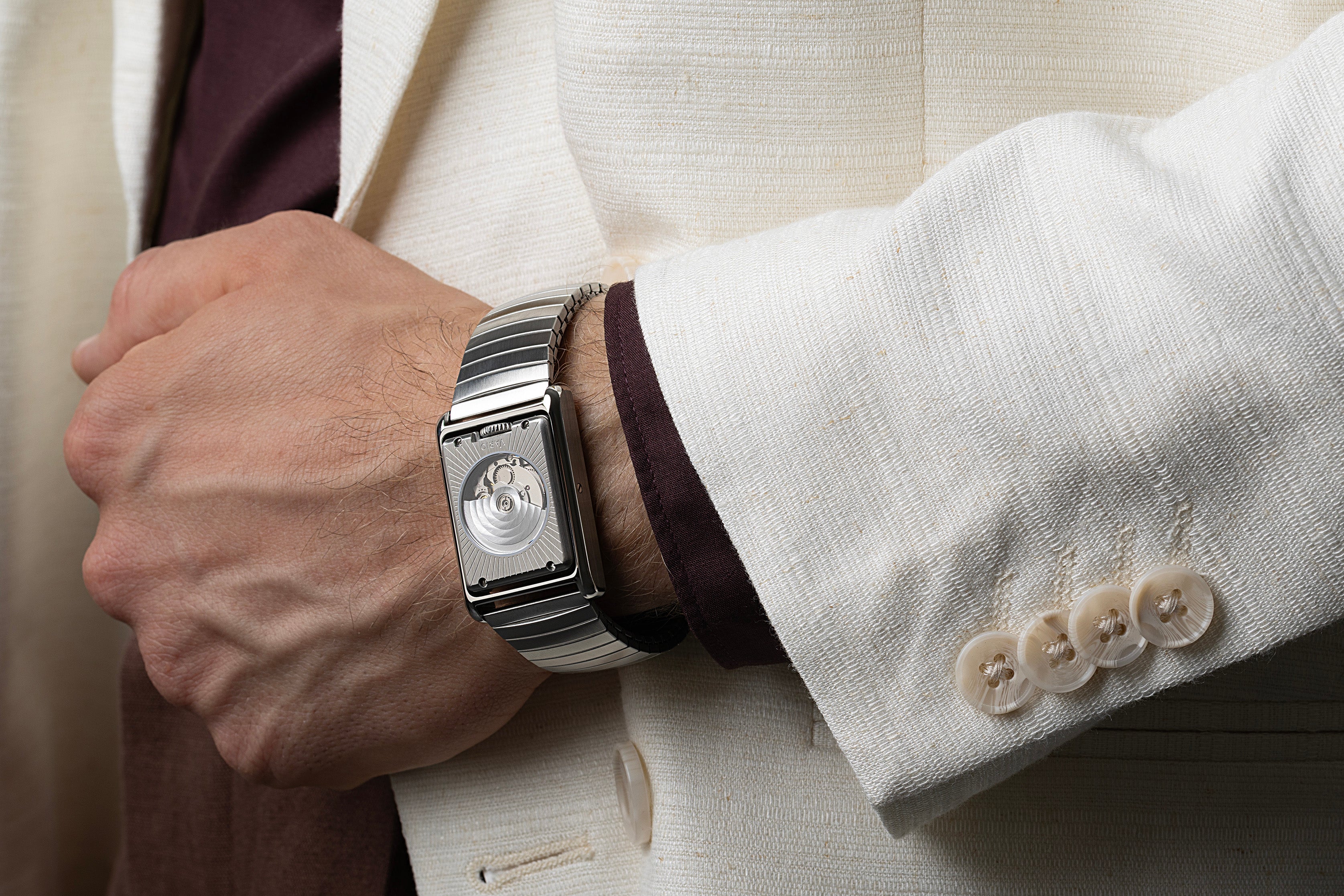 Vario VERSA Reversible Single Time White Tuxedo Automatic Watch