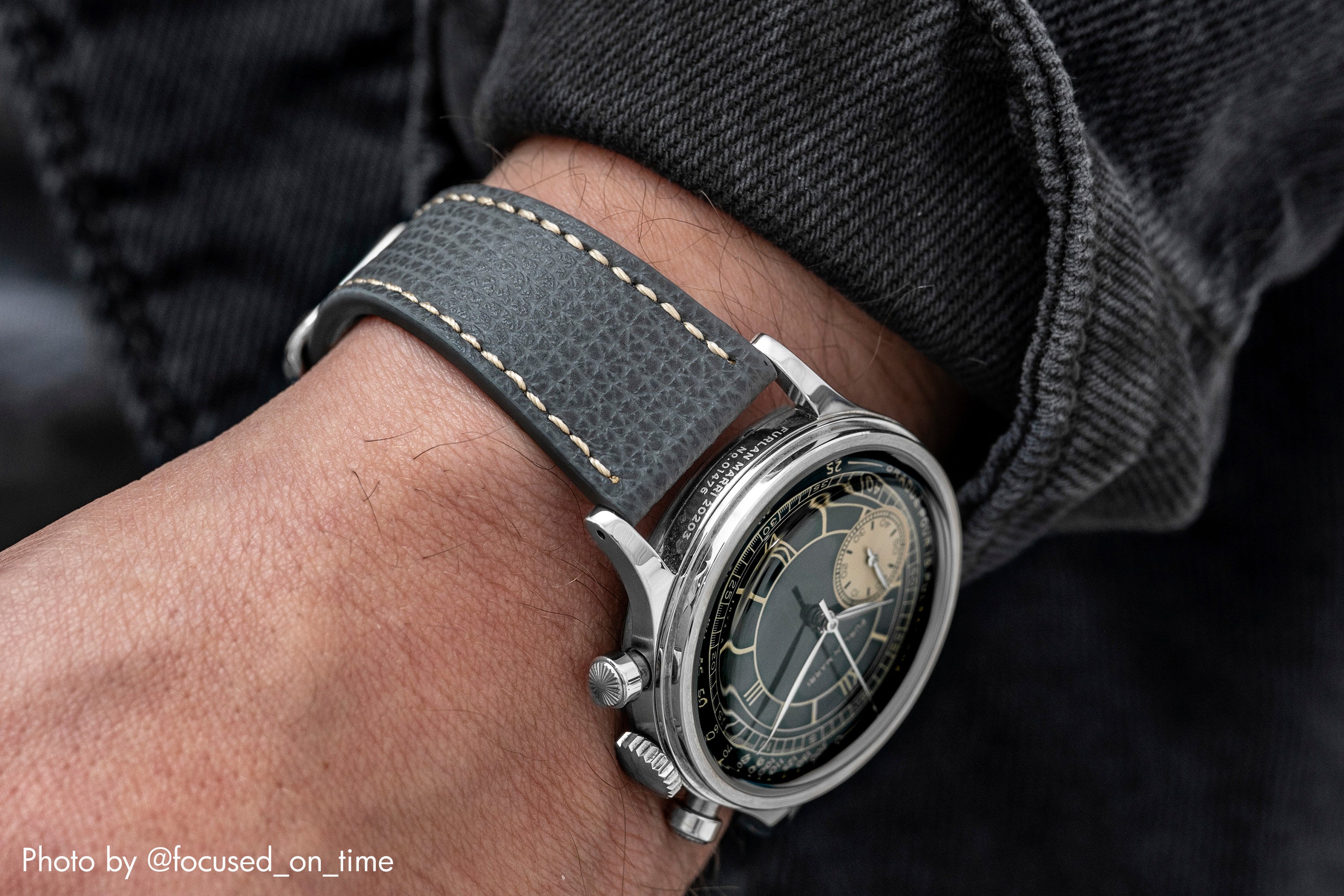 vario epsom grey leather watch strap